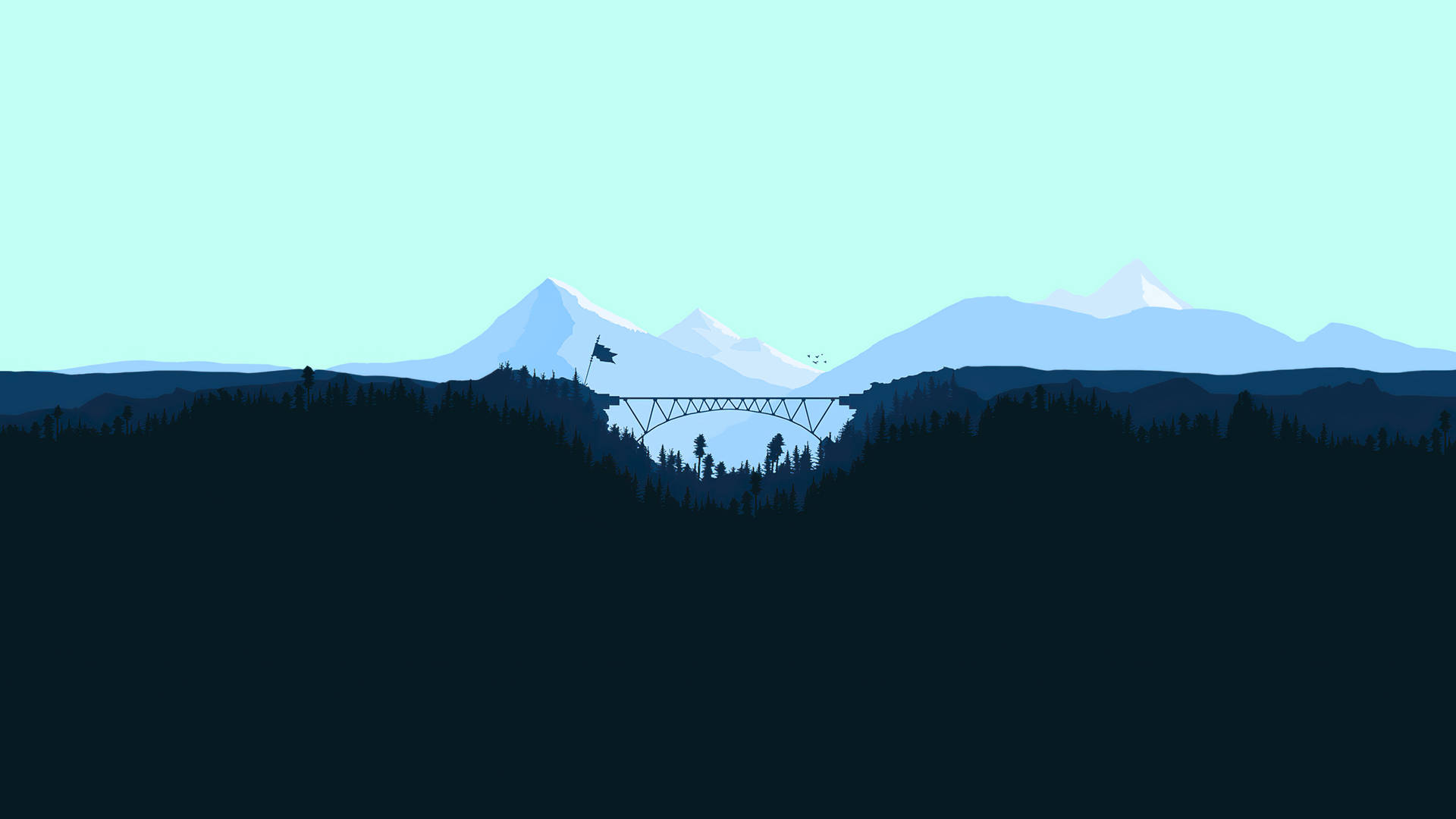4k Flat Illustration Art Snowy Peak Mountains Wallpaper