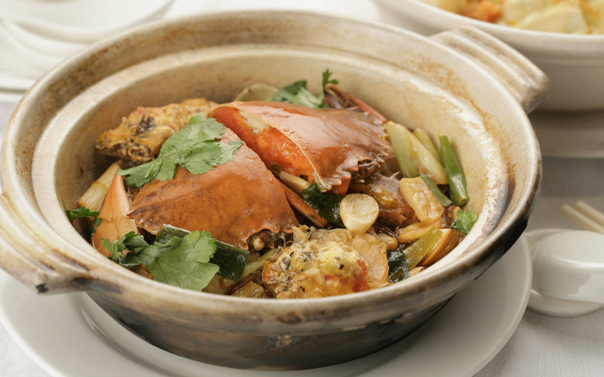 4k Food Steamed Crab And Vegetables Wallpaper