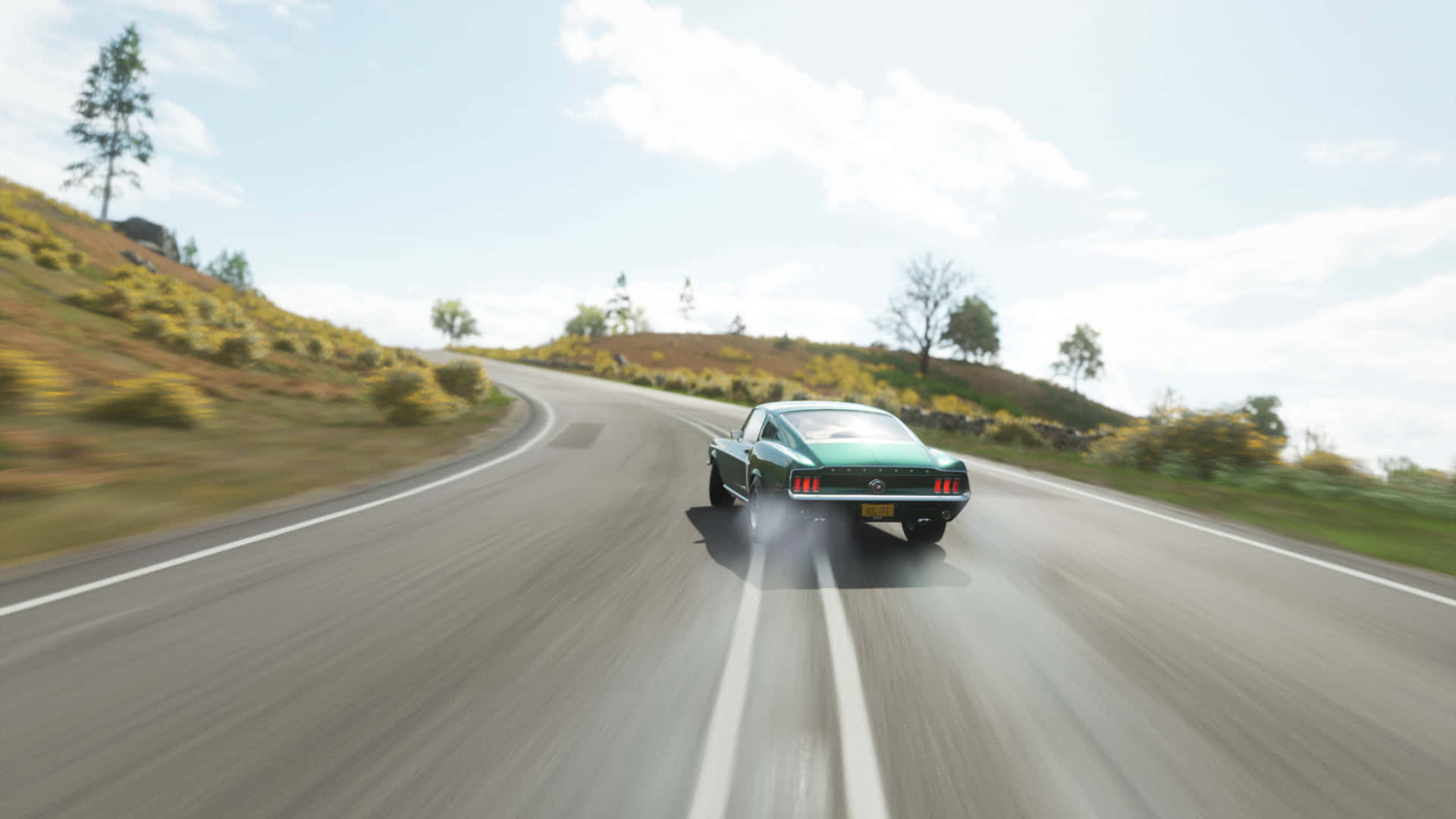 4kbakgrundsbild För Forza Horizon 4 I Mörkgrön Ford Mustang
