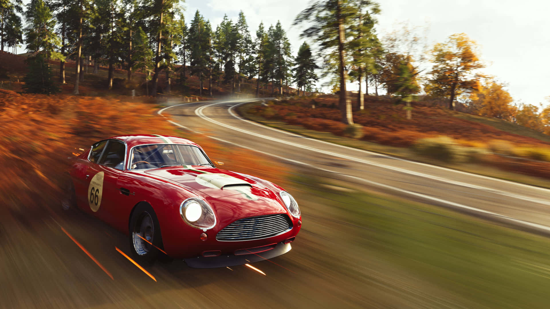 4kbakgrundsbild För Forza Horizon 4 I Rött Med En Aston Martin Db4 Gt Zagato.