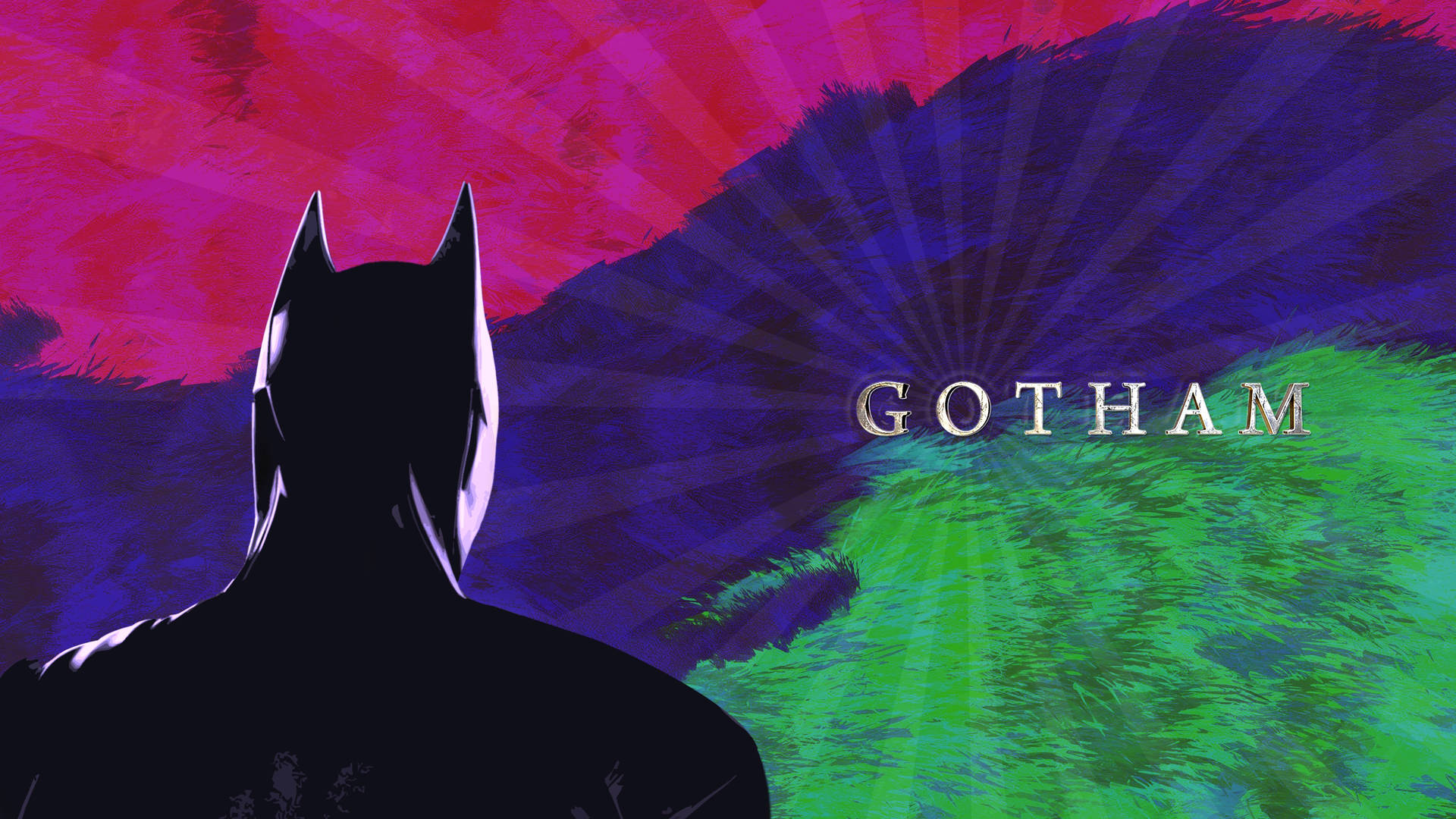 4K Gotham Colorful Batman Desktop Wallpaper