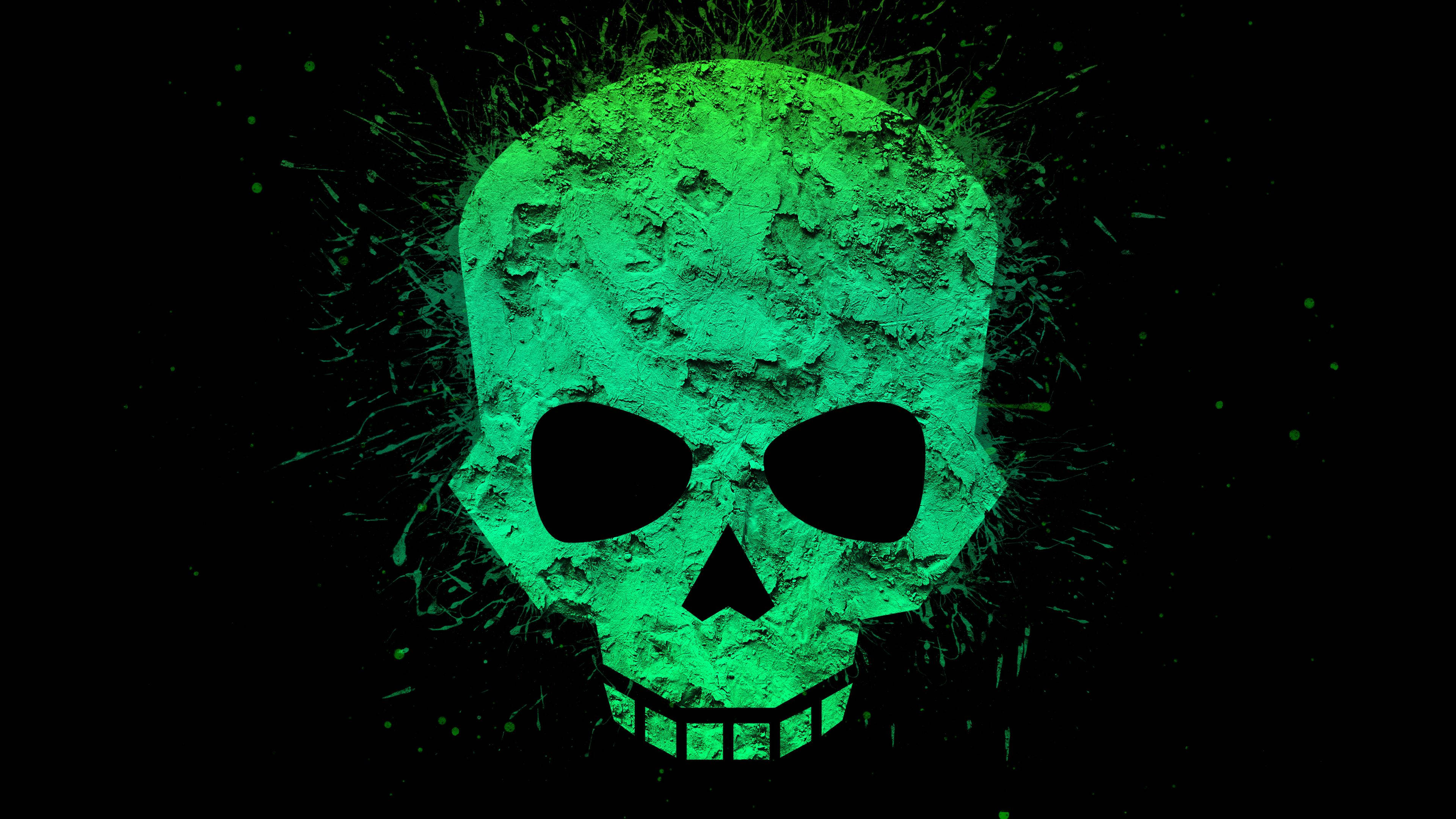 4K Green Decaying Skull Wallpaper
