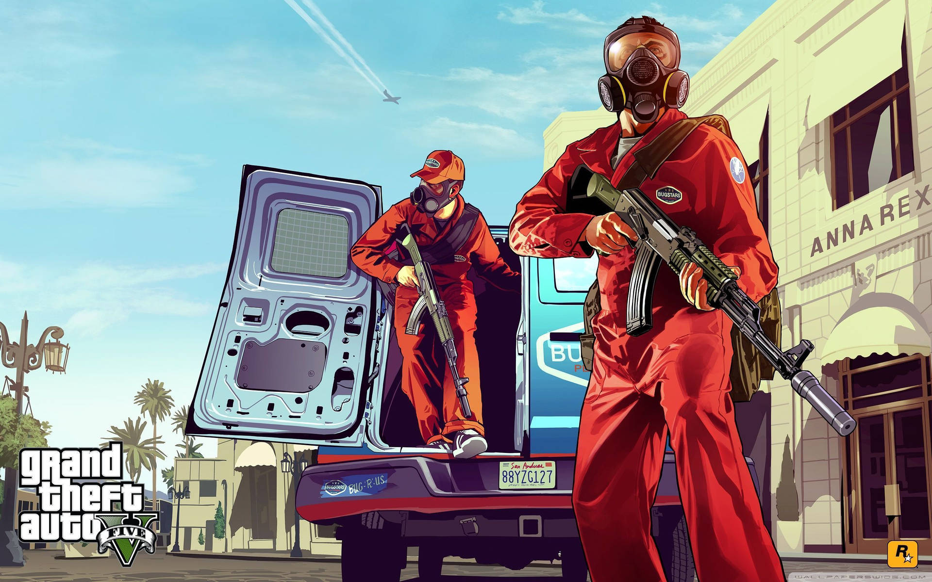 4K GTA 5 Burglars In Red Jumpsuits Wallpaper