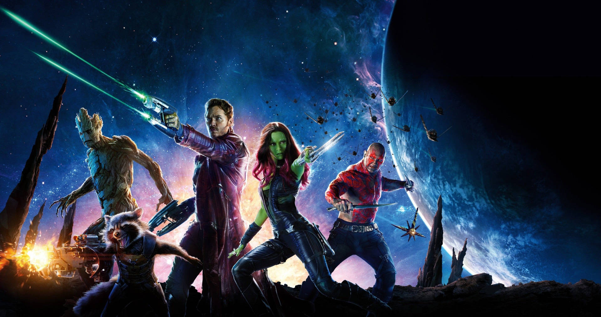 Marvels Guardians of the Galaxy-besætningen i al deres pragt. Wallpaper