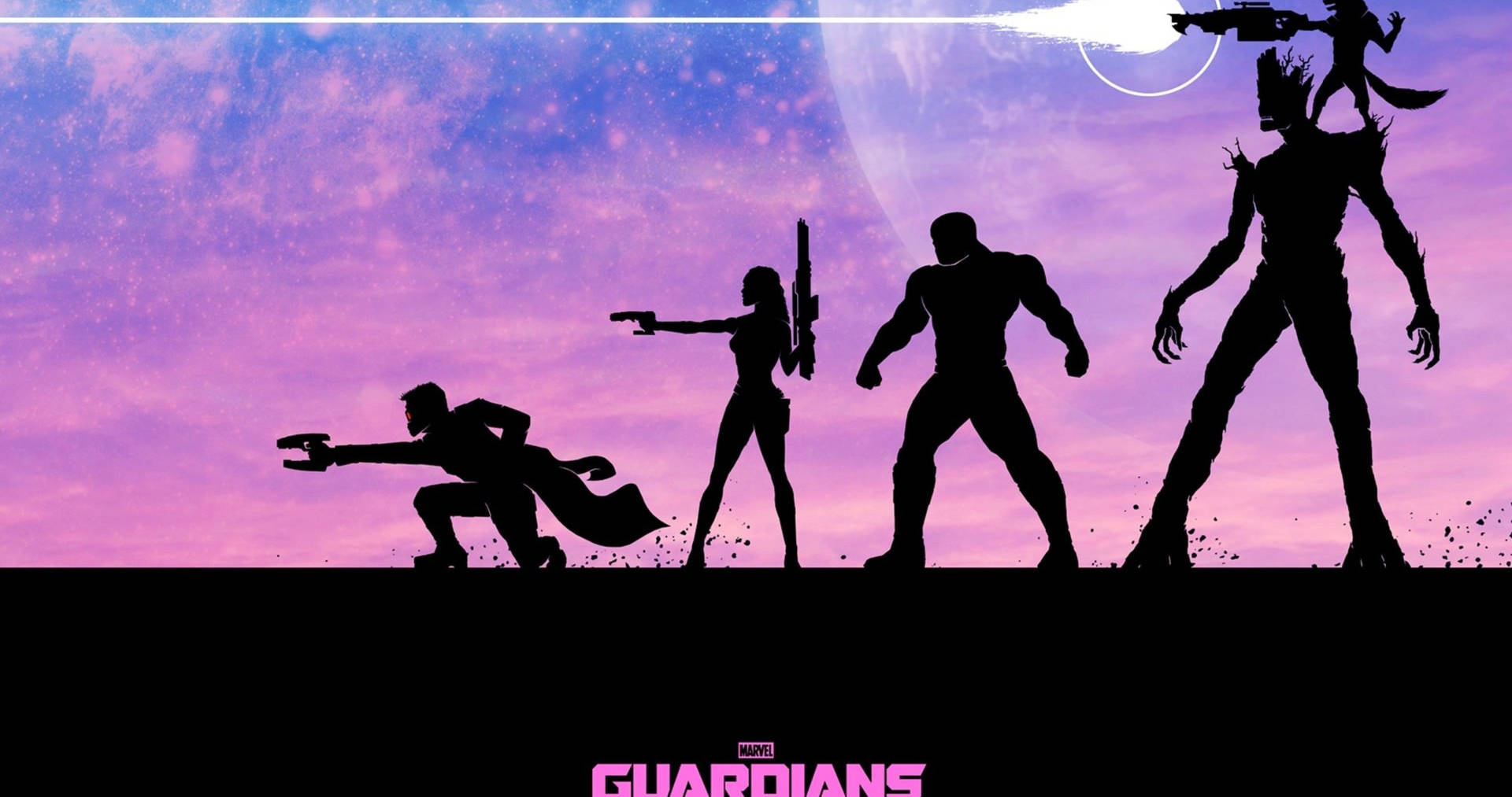 Skyddagalaxen Med Guardians Of The Galaxy På Bakgrundsbilden För Dator Eller Mobil. Wallpaper