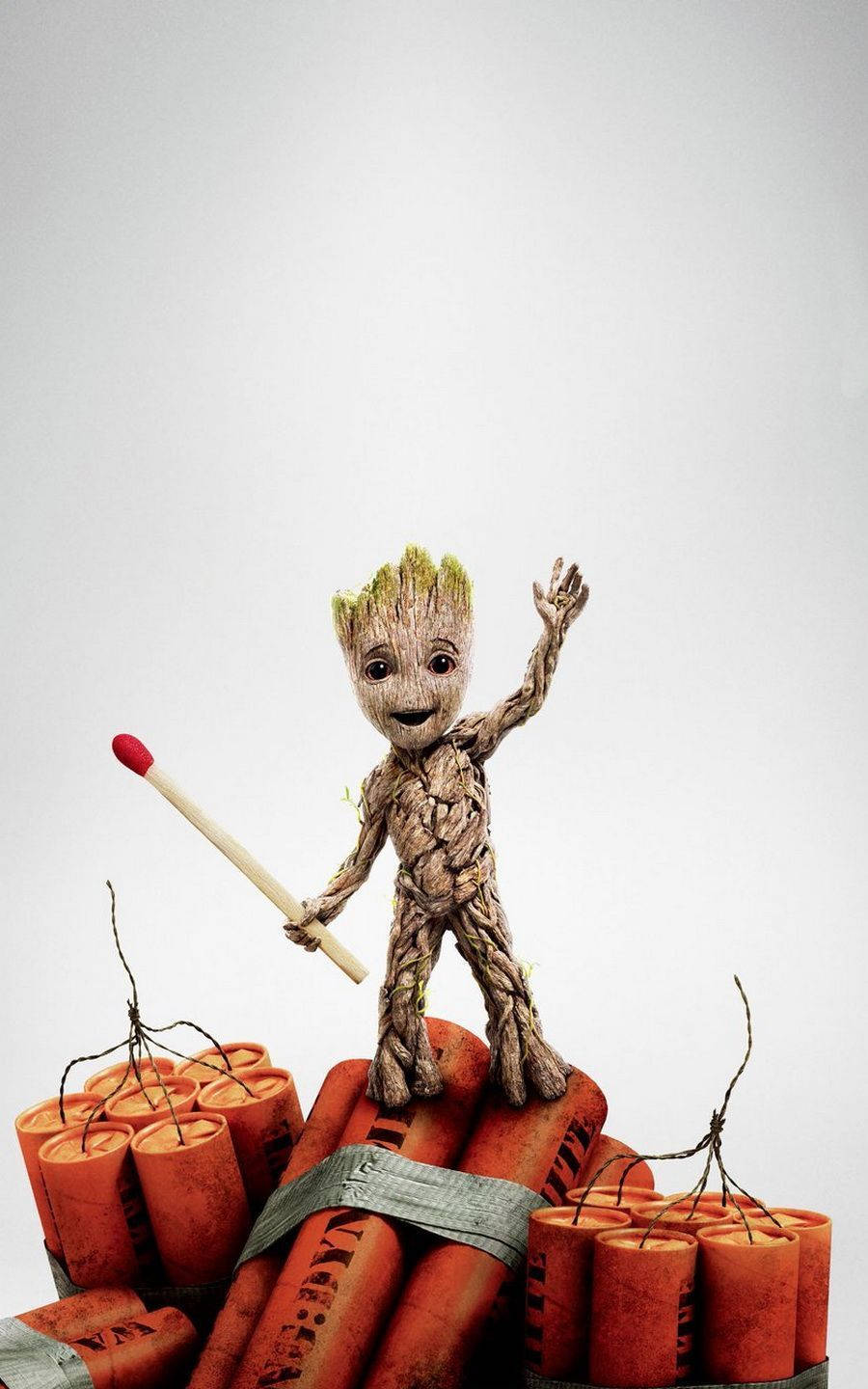 4k Guardians Of The Galaxy With Baby Groot Over Dynamites Wallpaper