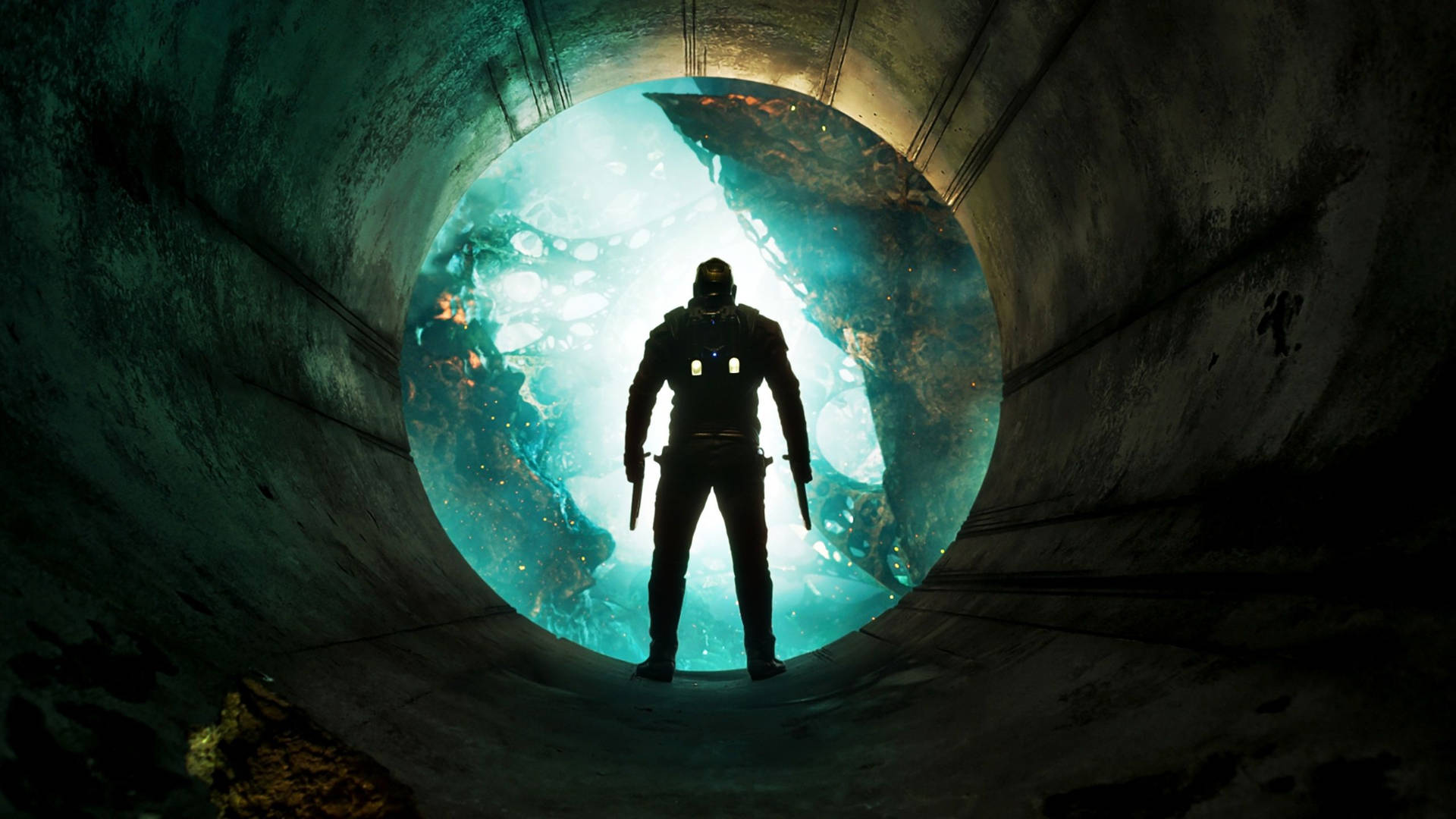 4k Guardians Of The Galaxy Star Lord In A Tunnel Wallpaper