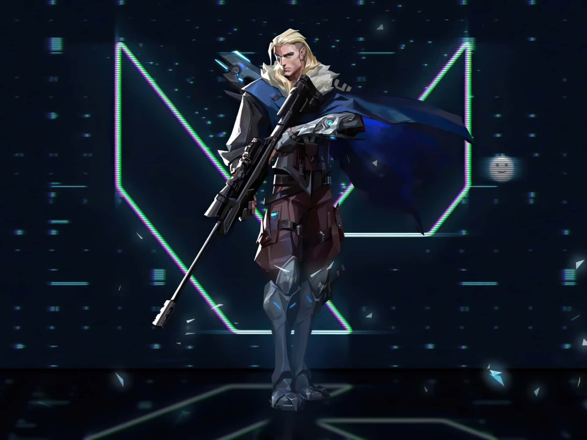 A Female Character Holding A Rifle In Front Of A Neon Background Wallpaper