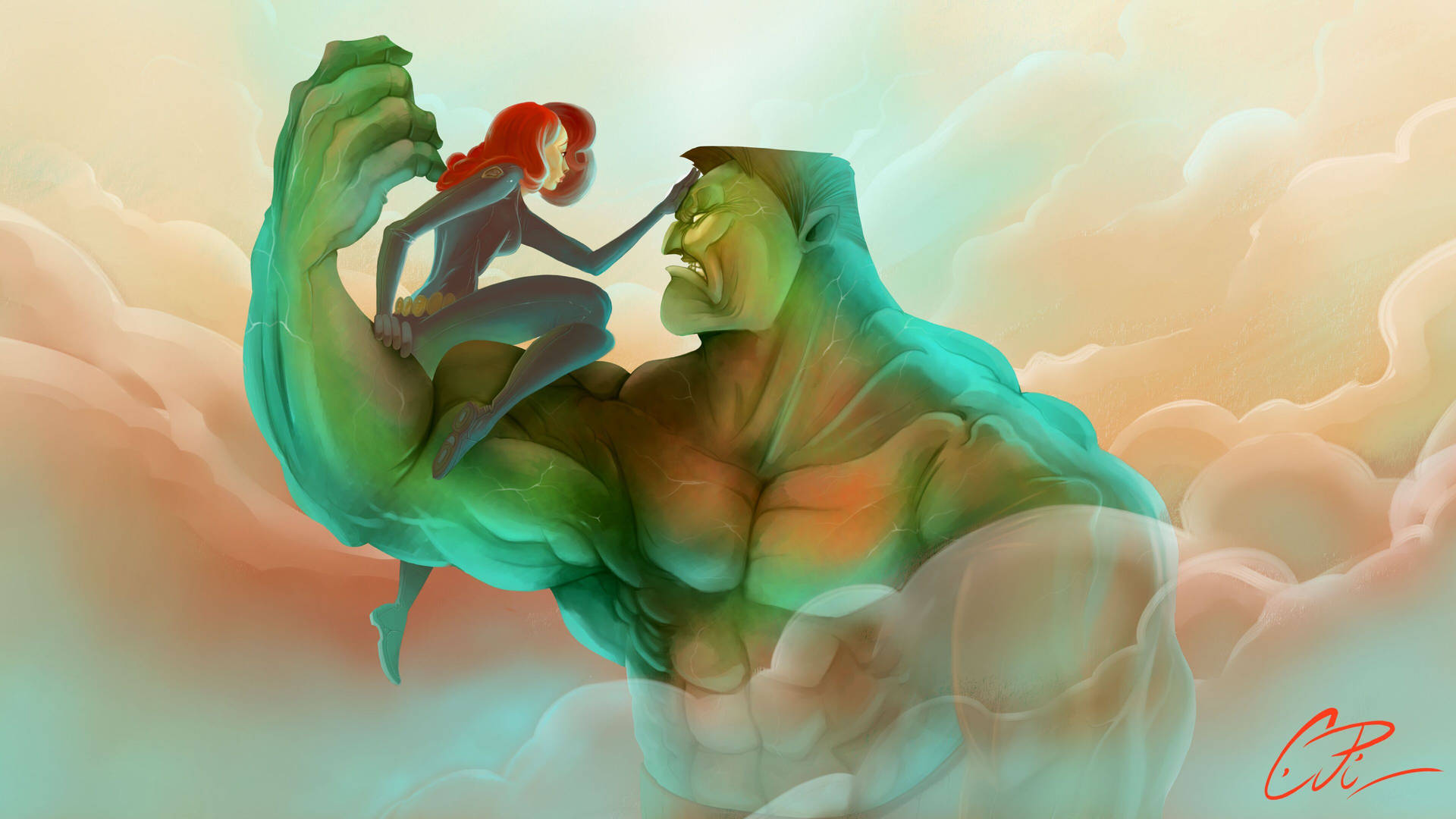 4k Hulk And Black Widow Background