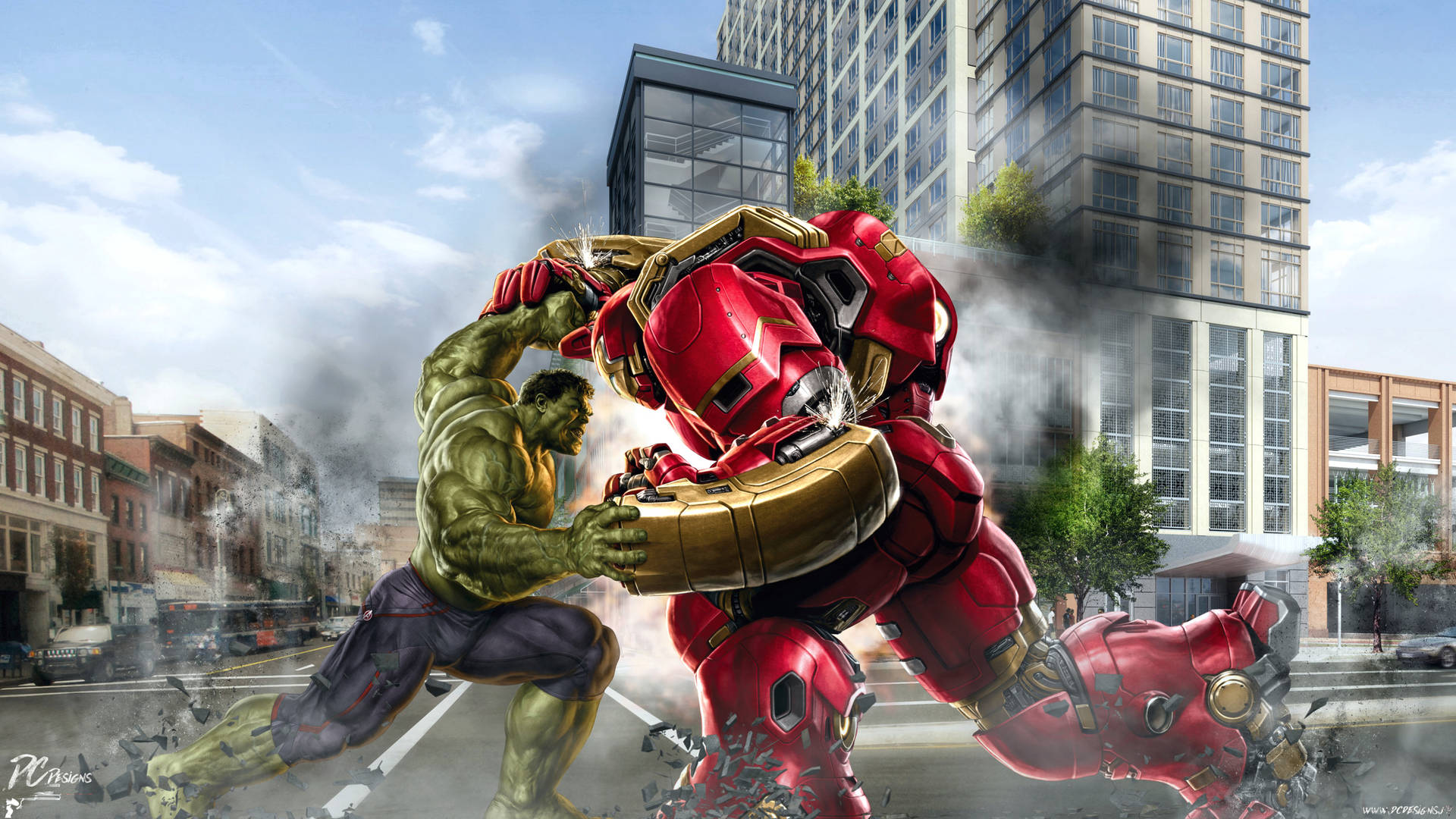 4k Hulk And Hulkbuster Background