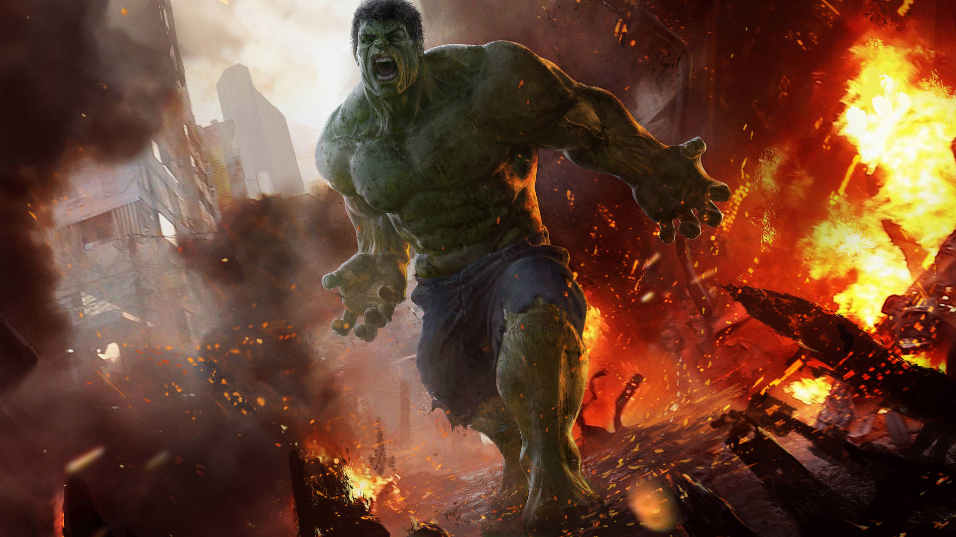 4k Hulk Doing Destruction Background
