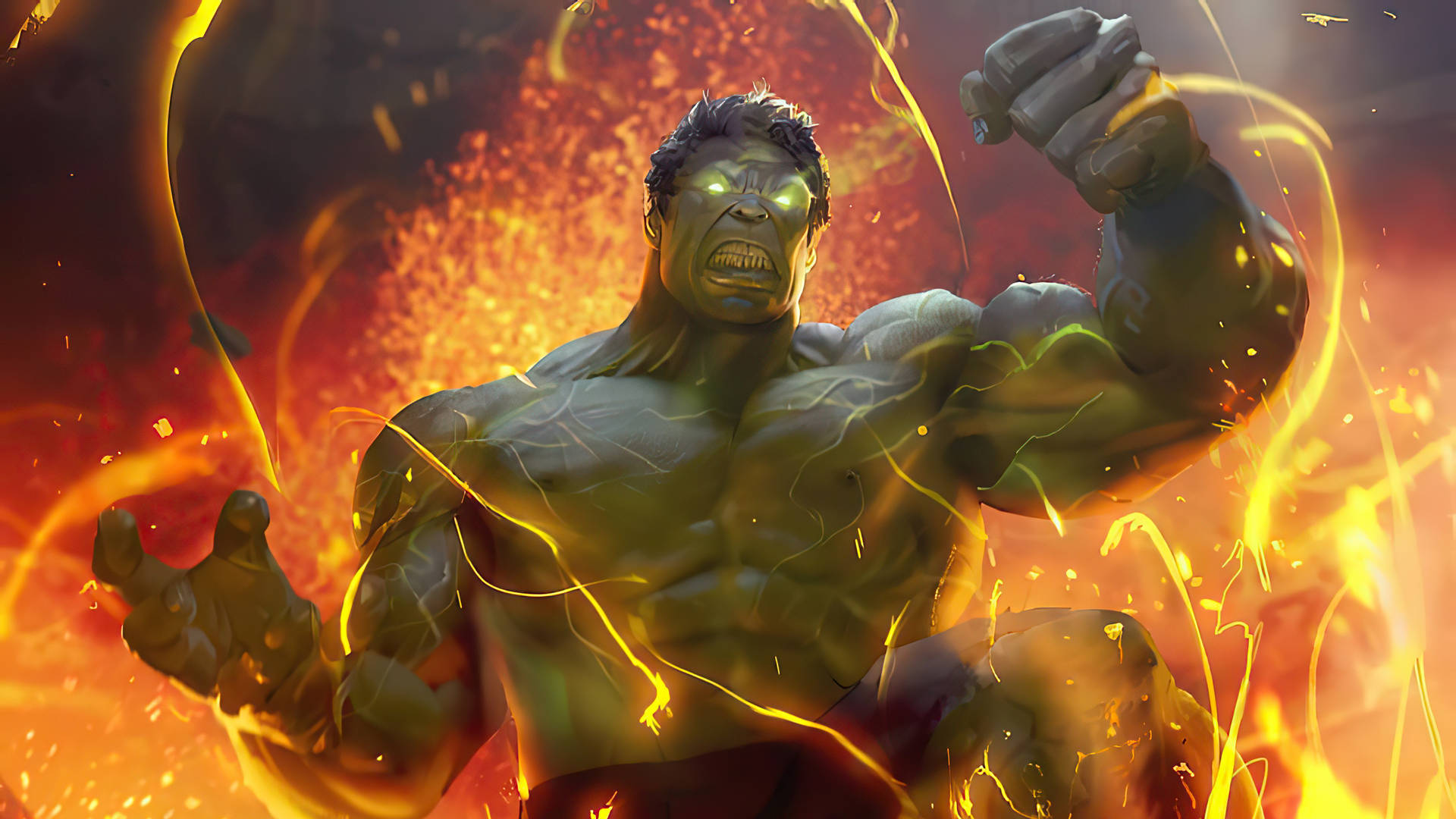 4k Hulk Electric Flame Background