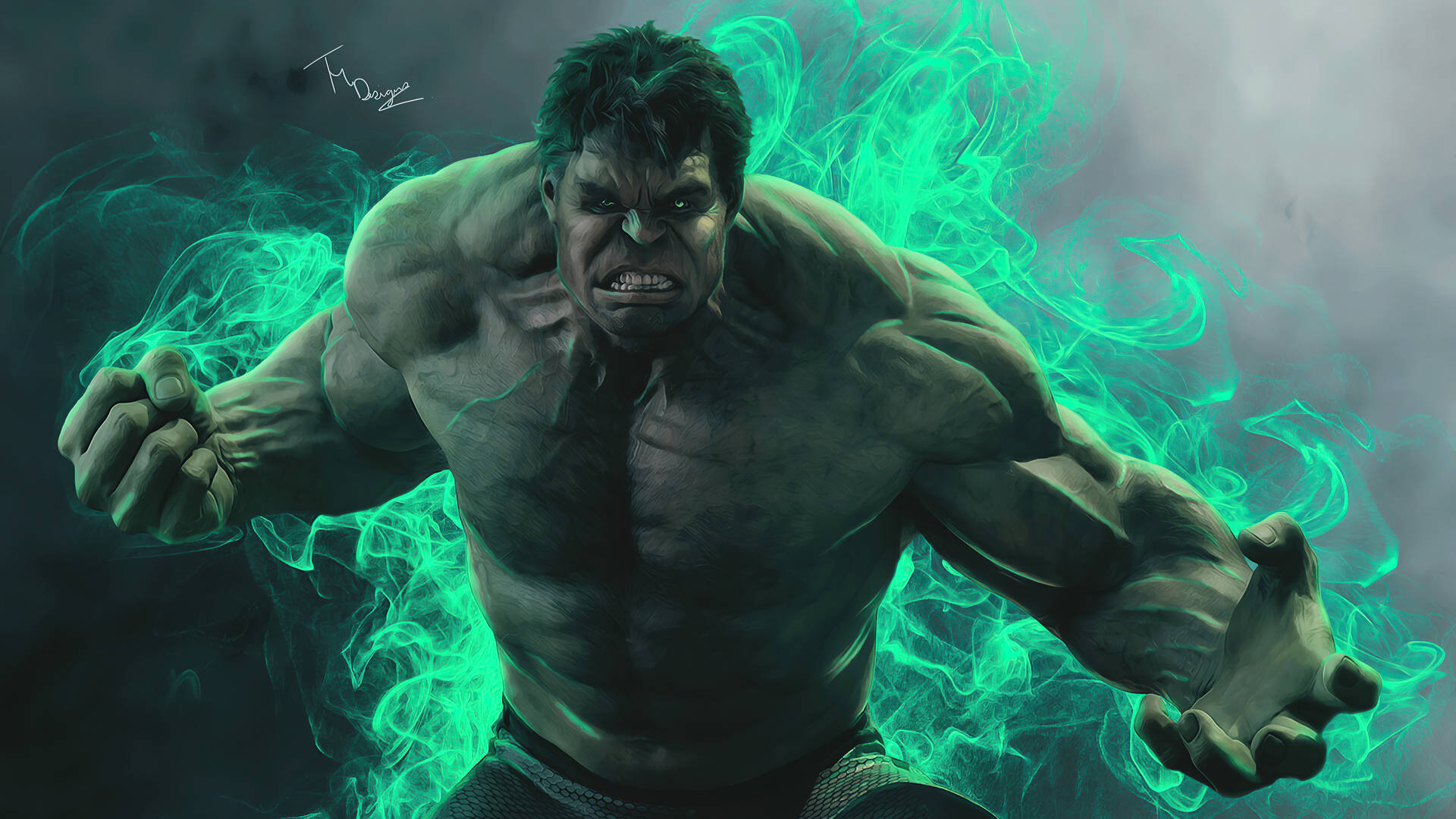 4k Hulk Neon Green Background
