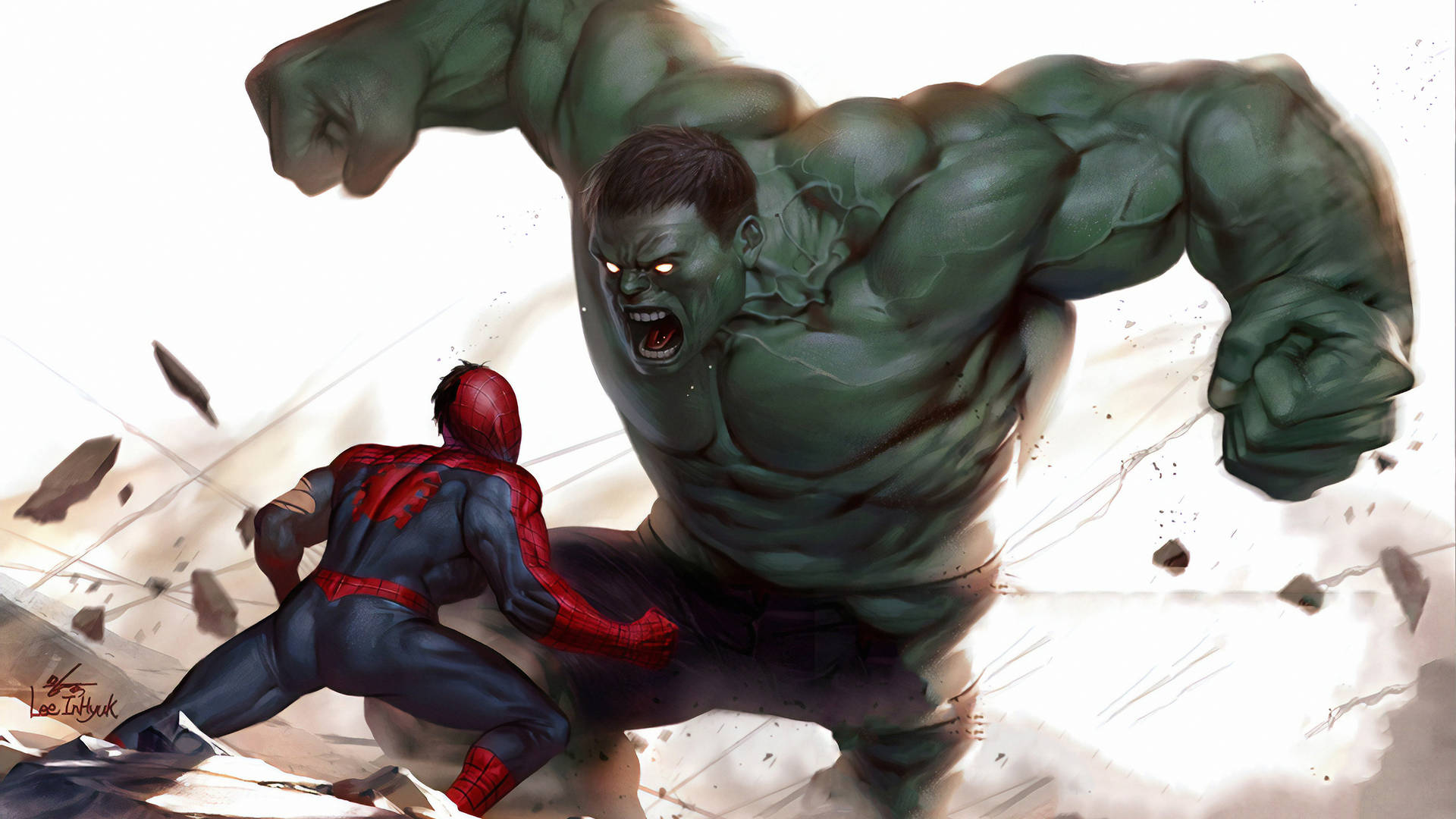 4k Hulk Vs. Spiderman Wallpaper