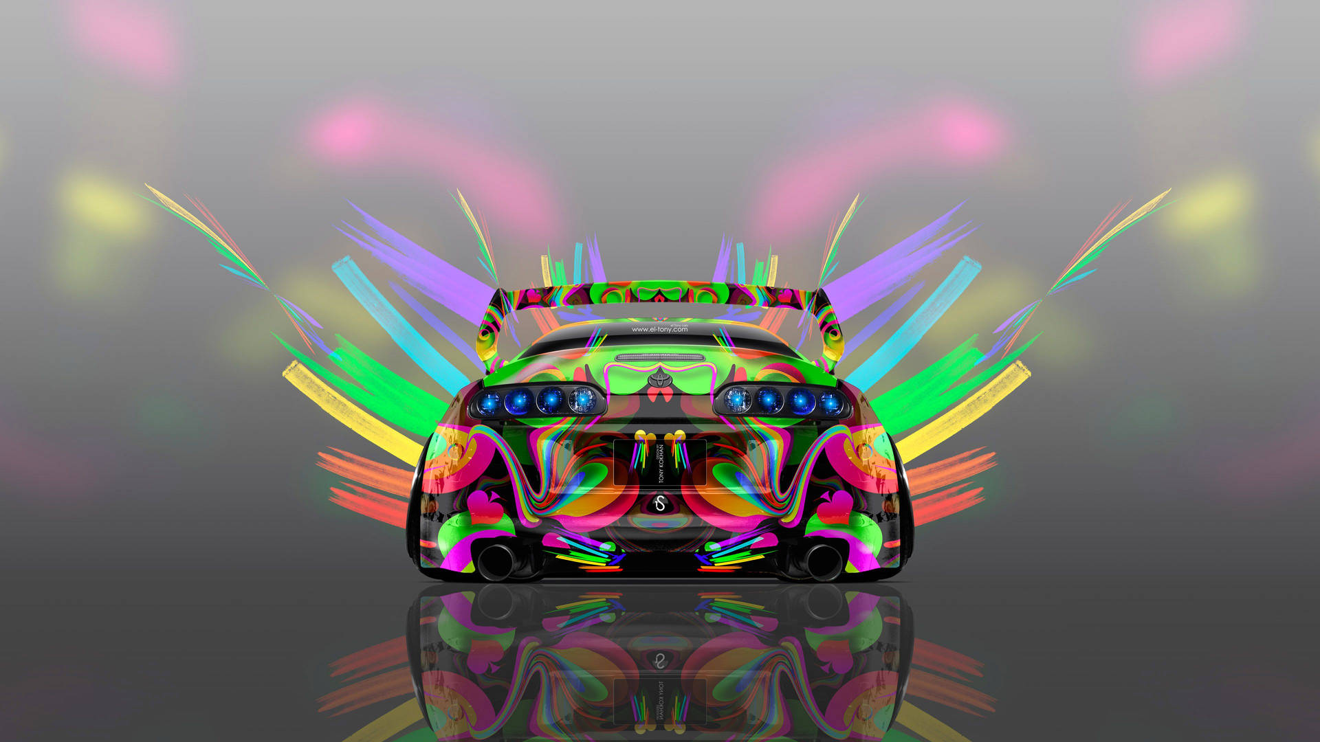 4k Jdm Toyota Supra With Rainbow Lights Wallpaper