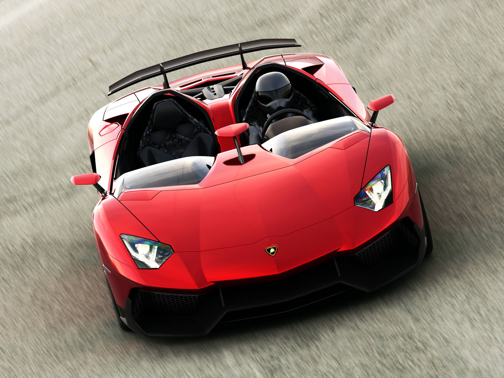 Skærmen viser en 4K Lamborghini Red Aventador Scene. Wallpaper