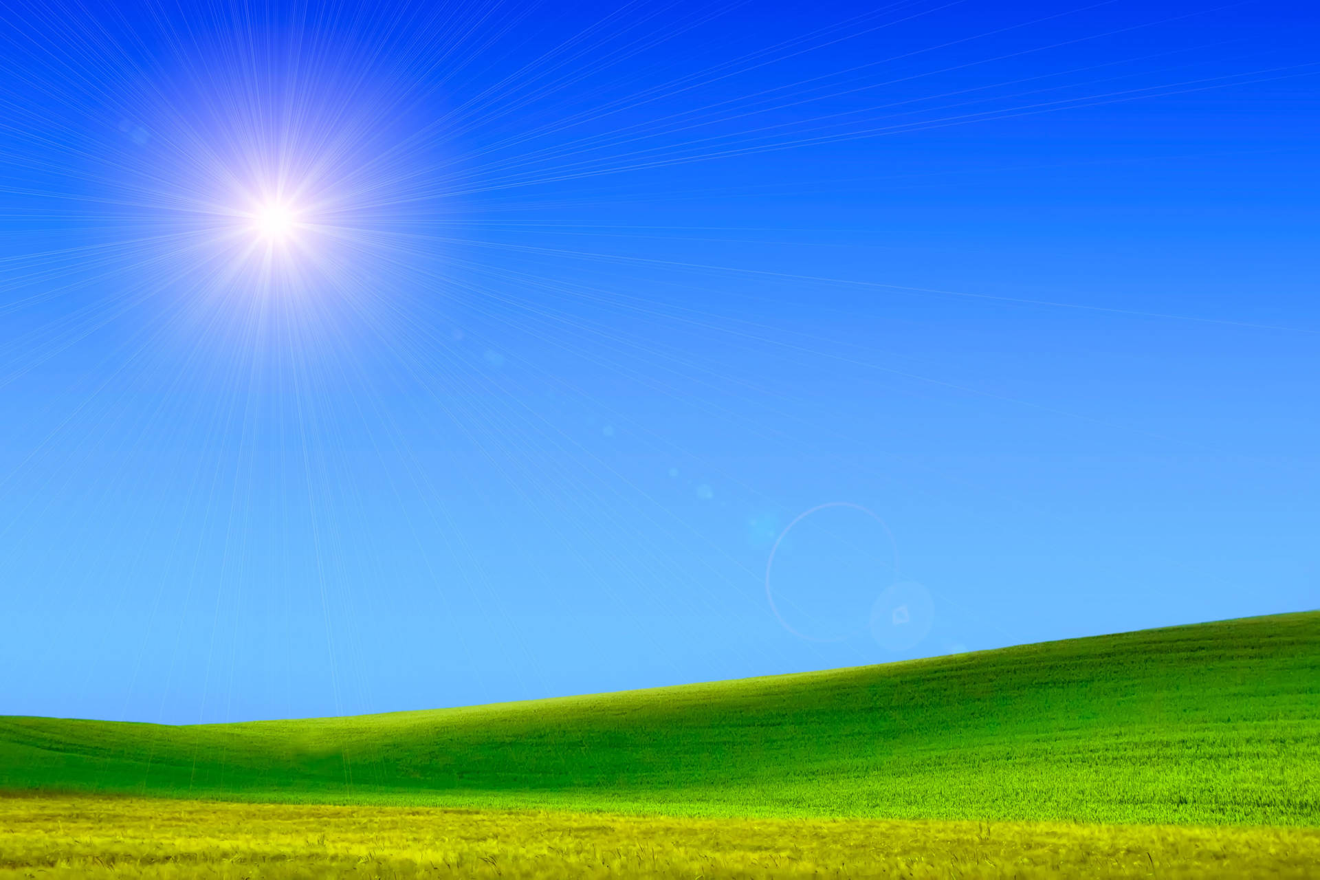4k landskab Grønne bakker Blå himmel Wallpaper