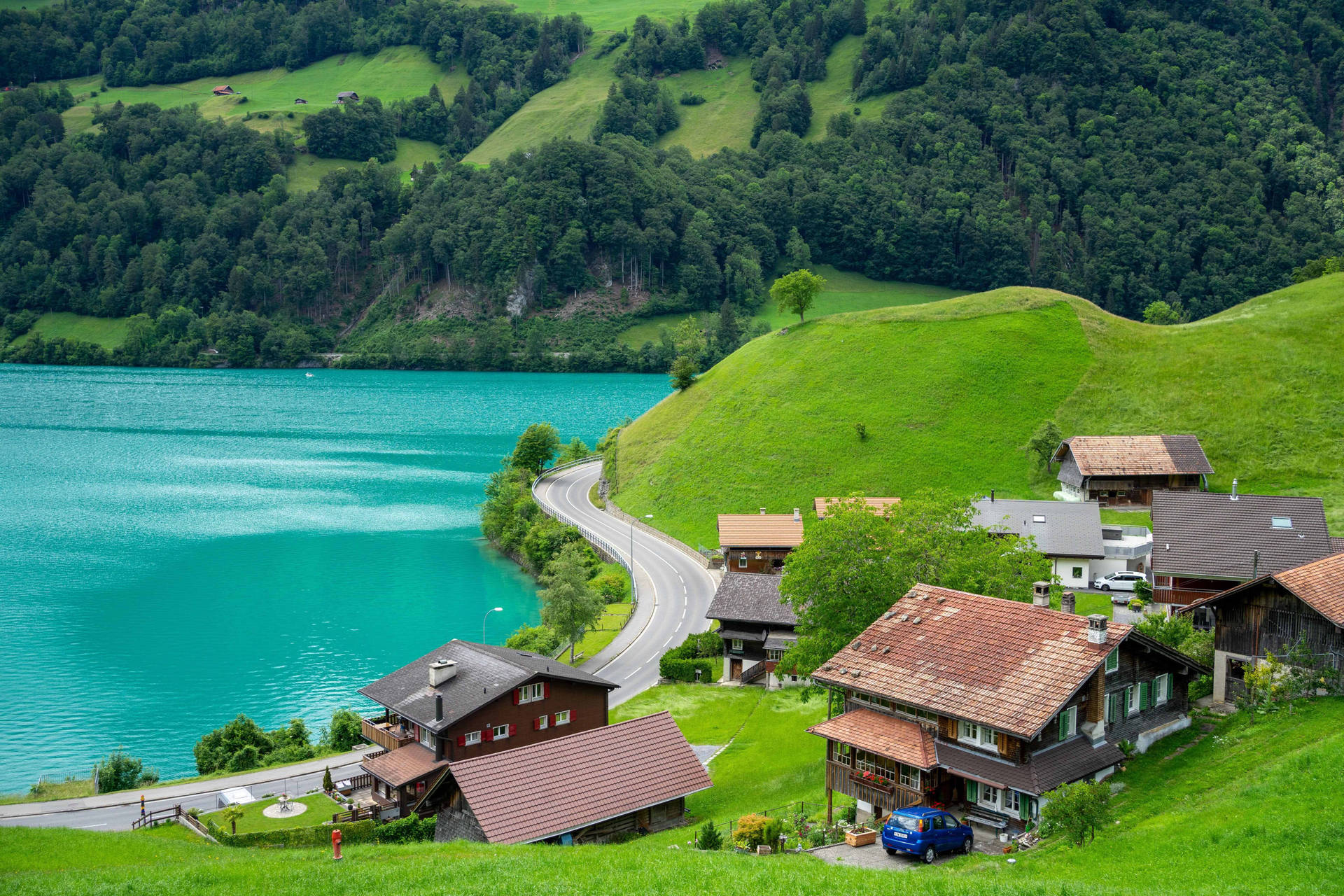 Download 4k Landscape Lake Lungern Switzerland Wallpaper 