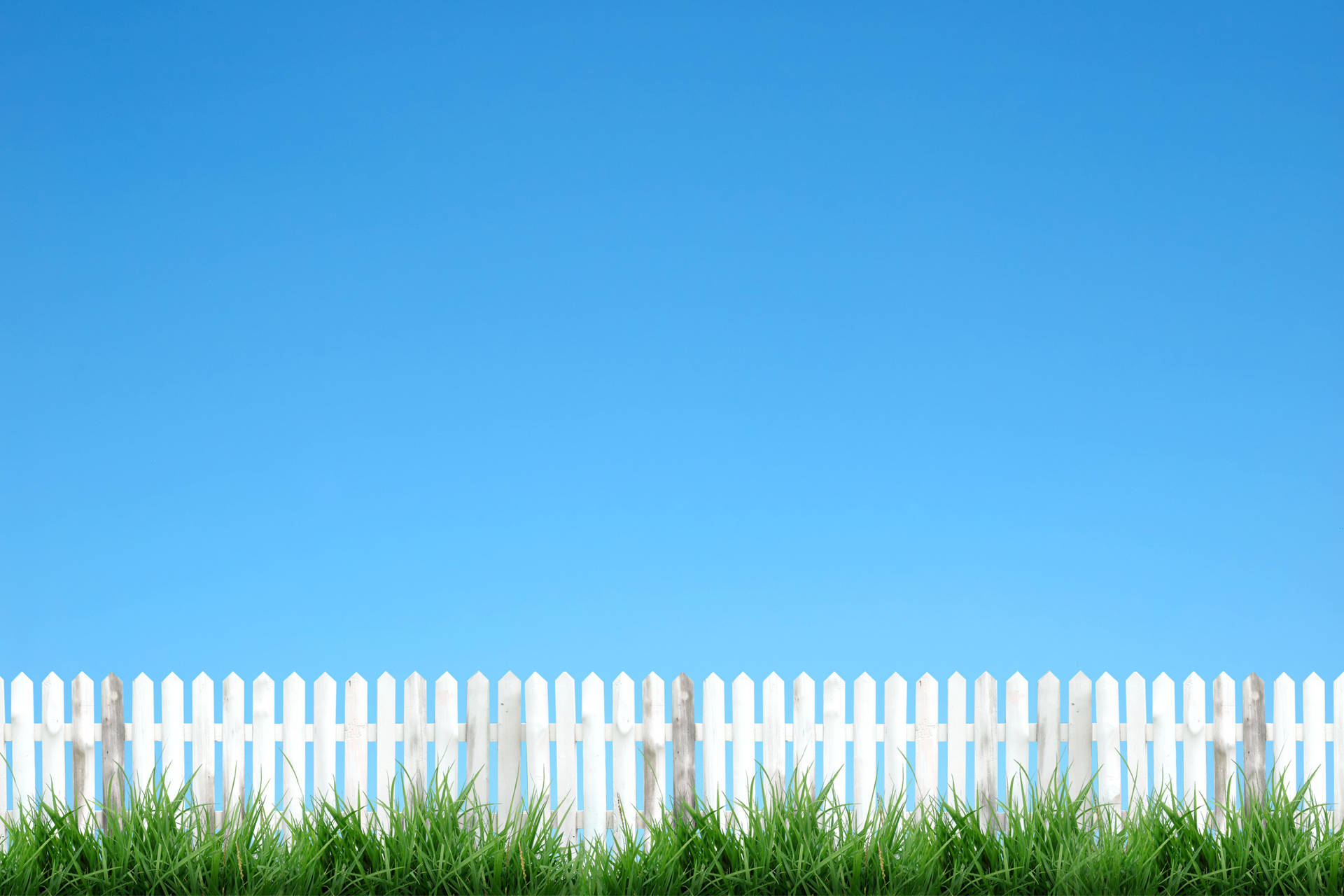 4k Landscape White Fence Blue Sky Wallpaper