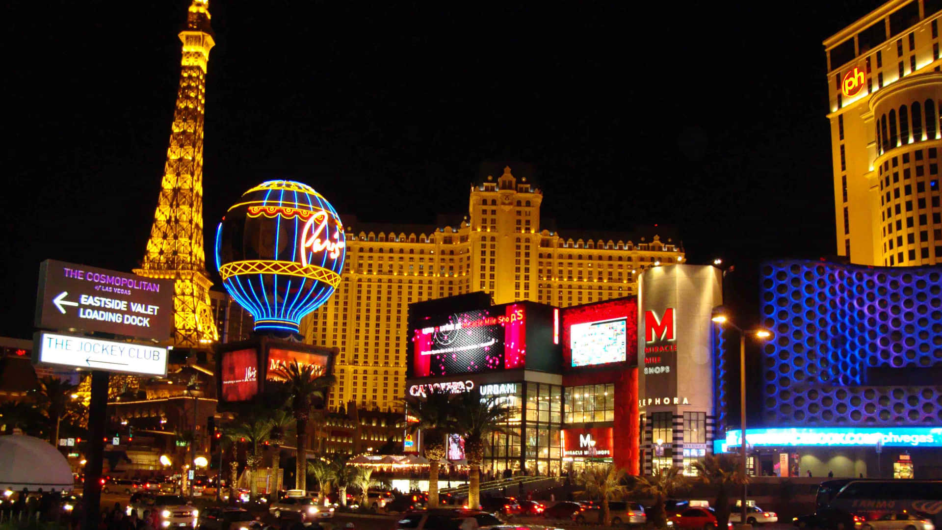 A Vibrant Nighttime View of the City of Las Vegas