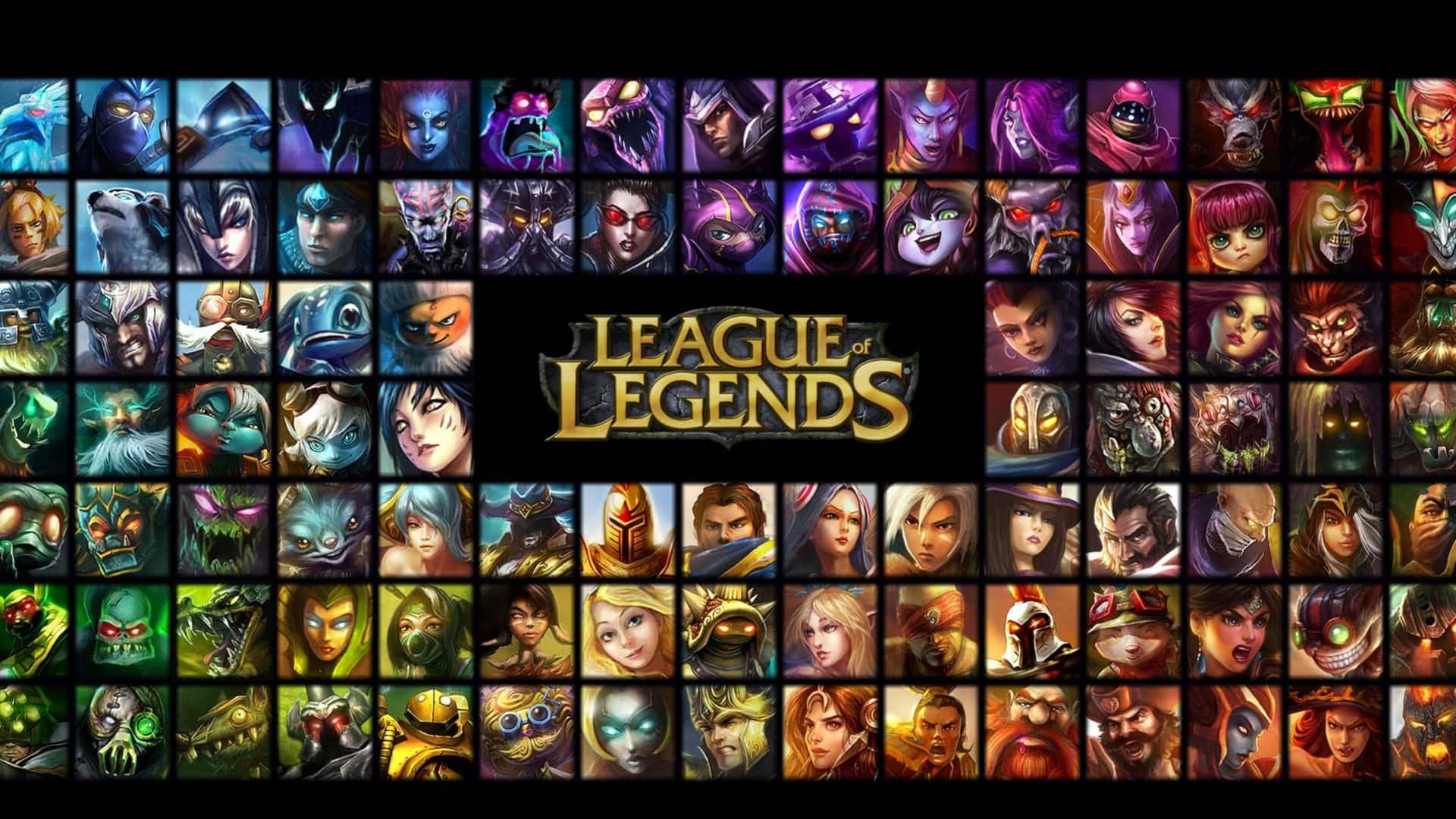 Leagueof Legends - Et Collage Af Mange Forskellige Figurer.