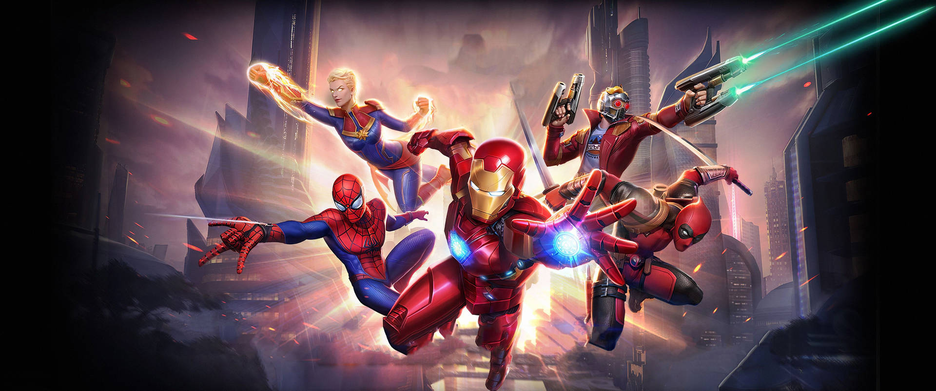 4k Marvel Heroes Flying Background