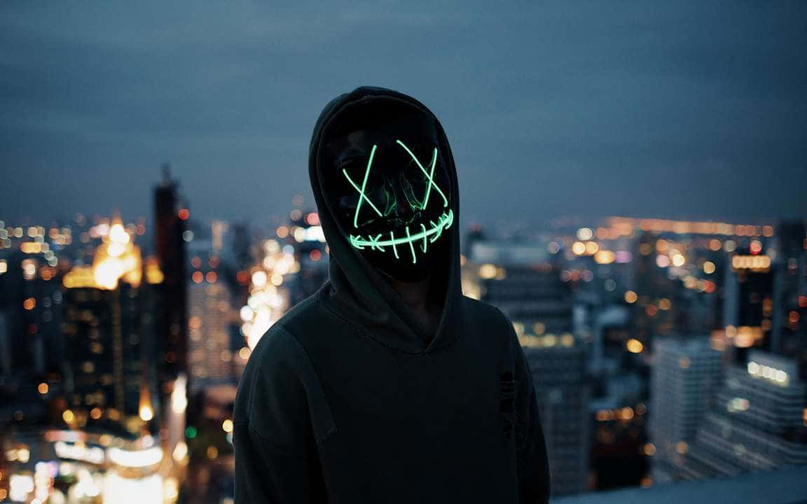 4k Mask Boy With City Lights Wallpaper
