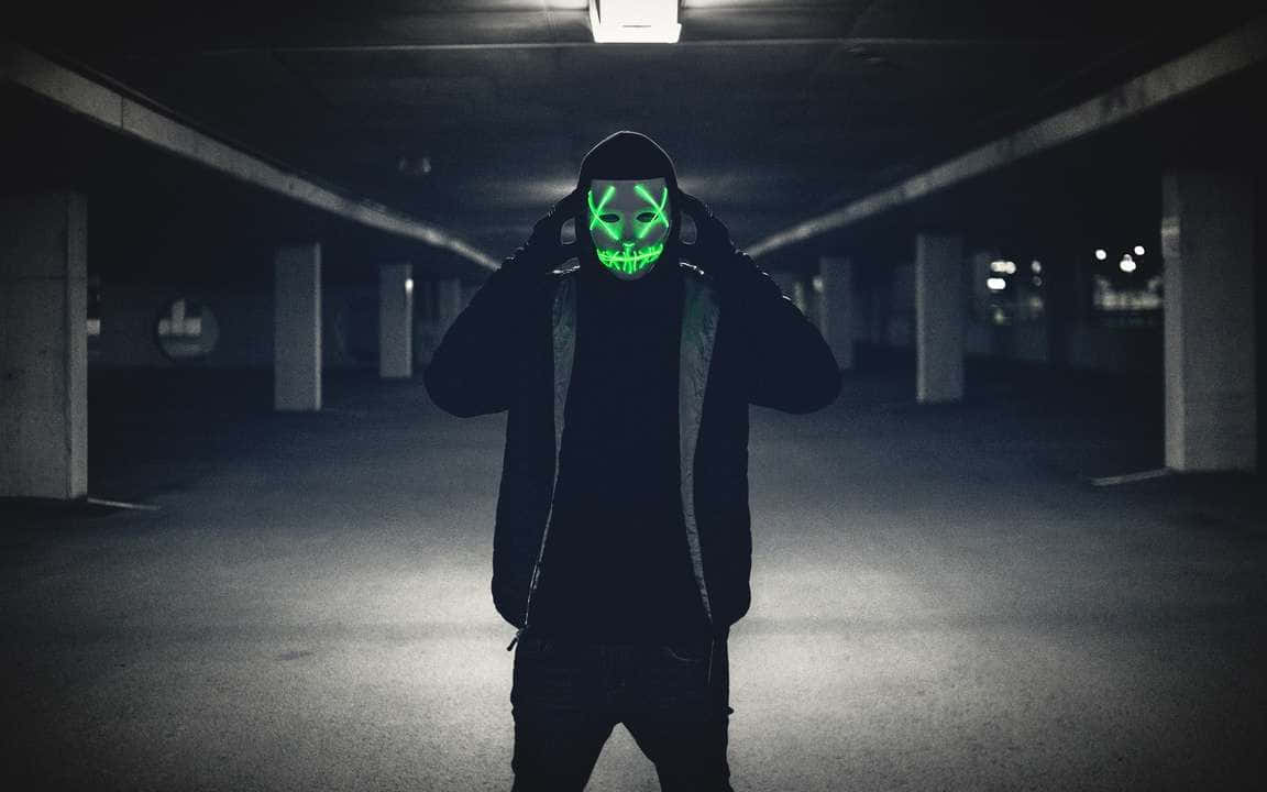 4k Mask Green Neon Man In Hoodie Wallpaper