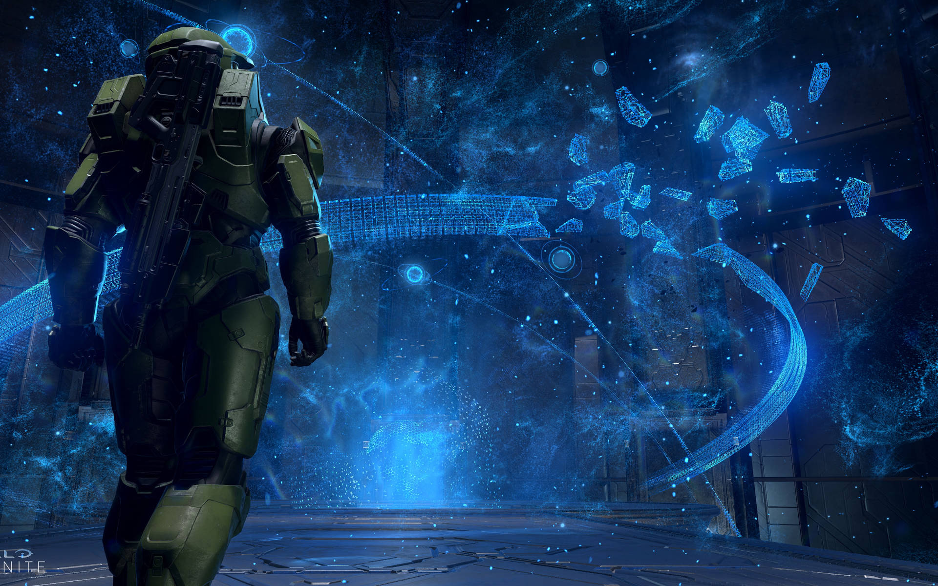 4k Master Chief Facing Blue Background