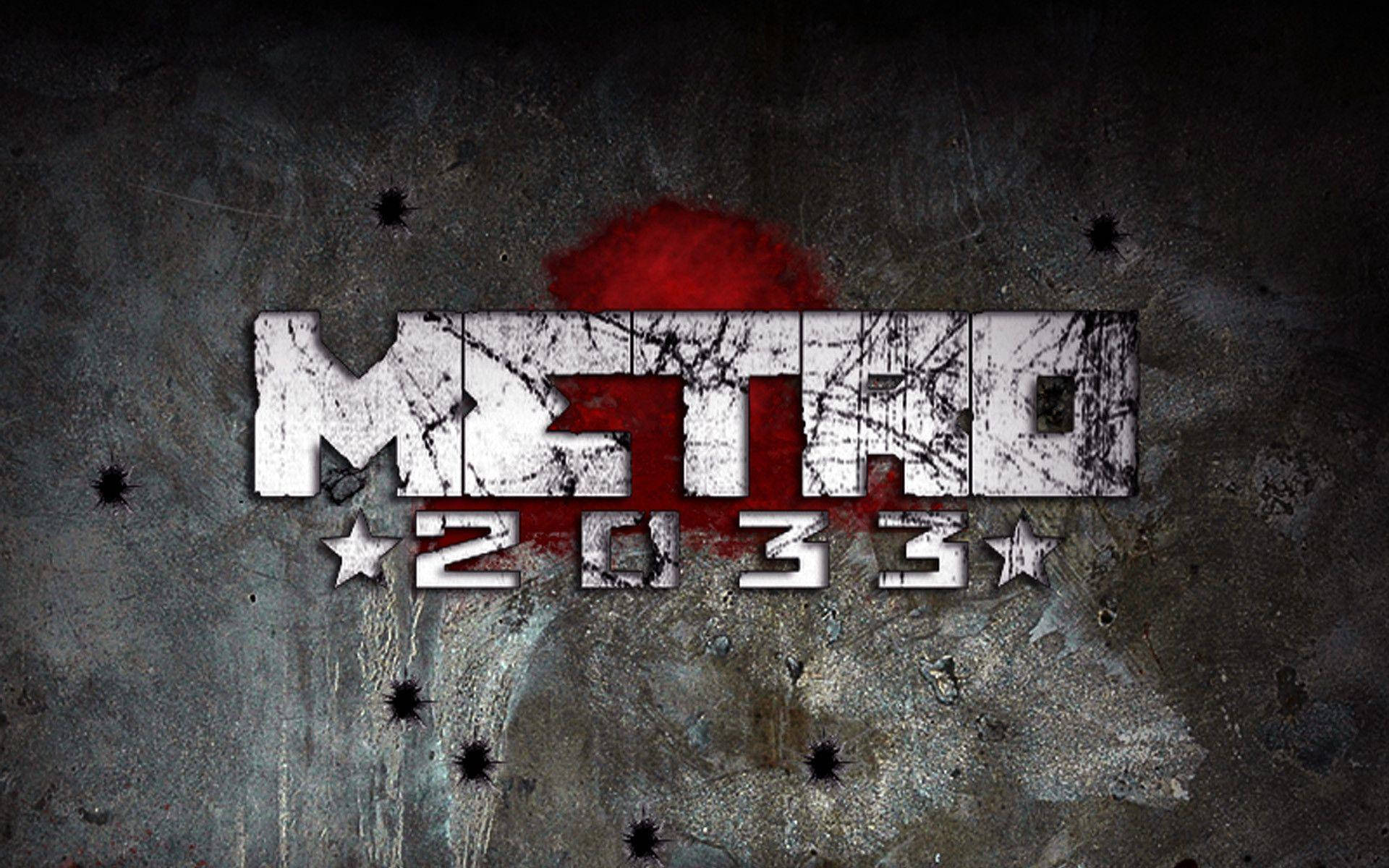 4k Metro 2033 Logo På Stålvæg Wallpaper