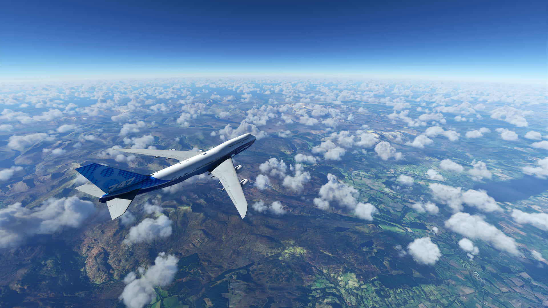 4k Microsoft Flight Simulator Background Airplane Flying Over Clouds