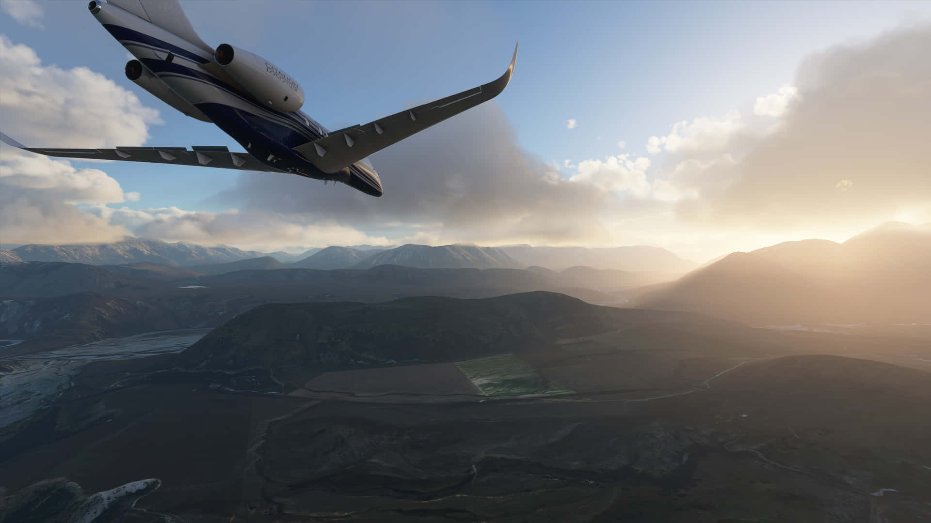 4kmicrosoft Flight Simulator Bakgrund Flygplan Som Flyger.