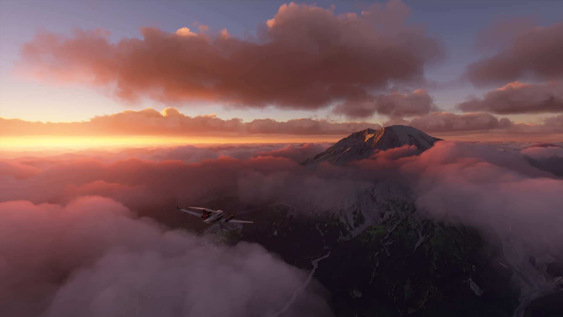 4ksfondo Di Microsoft Flight Simulator: Aereo Che Vola Verso Una Montagna.