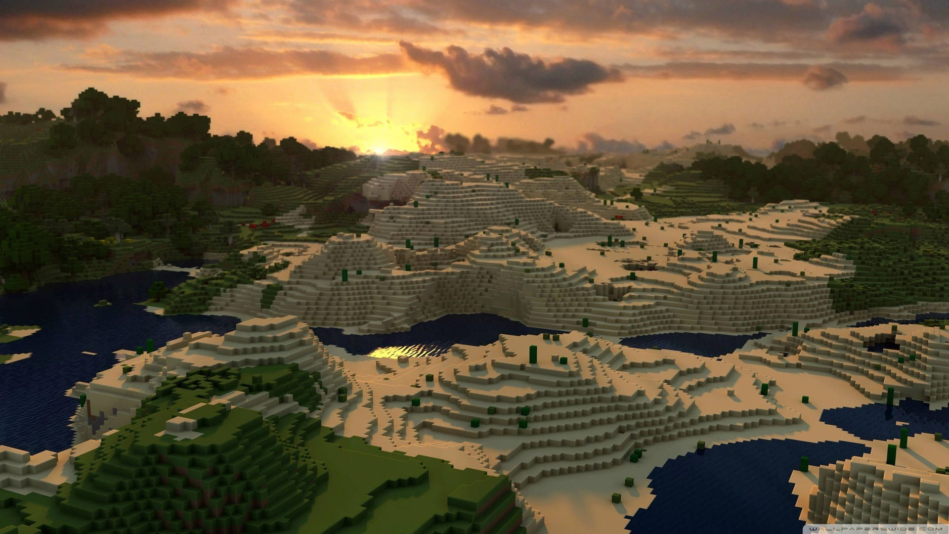 4k Minecraft Brick Mountains Wallpaper