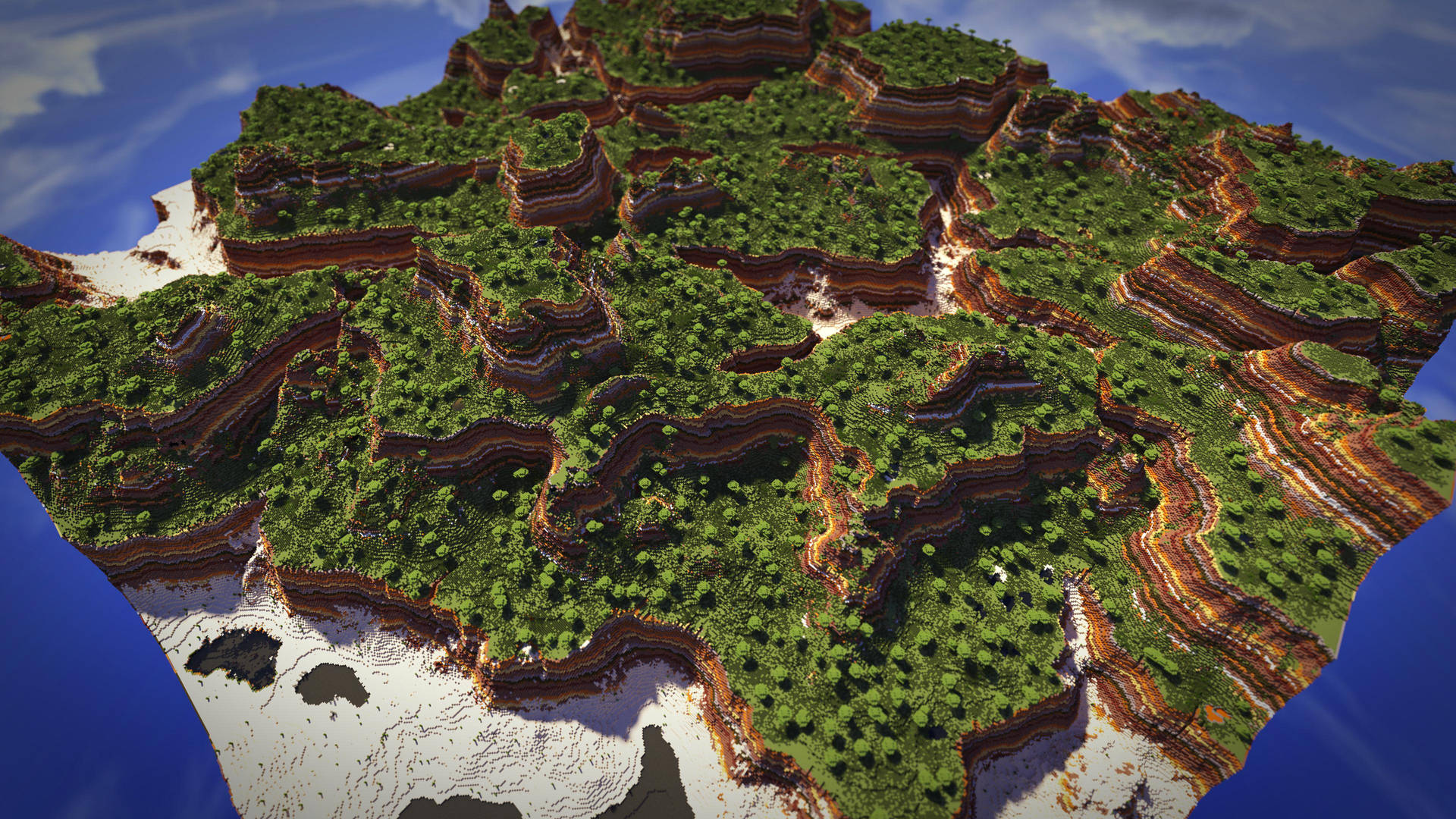 4k Minecraft Island Top View Wallpaper