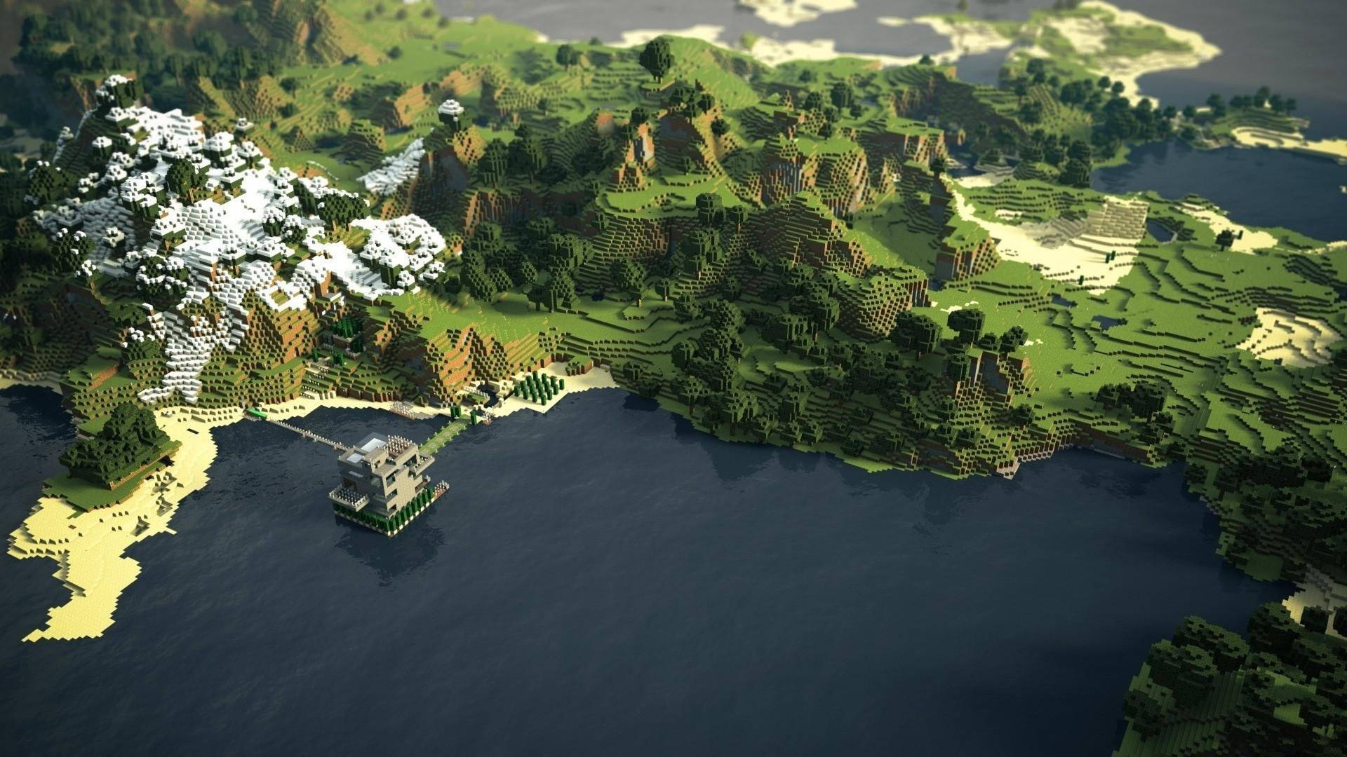 4k Minecraft Island View Wallpaper