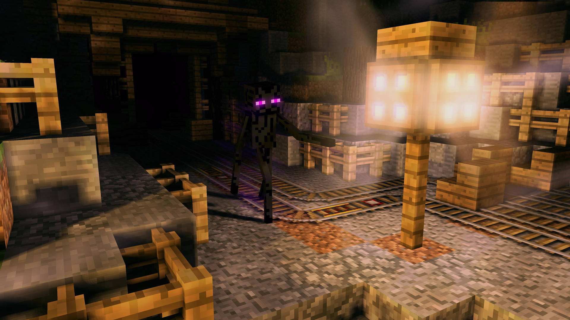 Papelde Parede De Minecraft Em 4k Do Túnel Subterrâneo. Papel de Parede