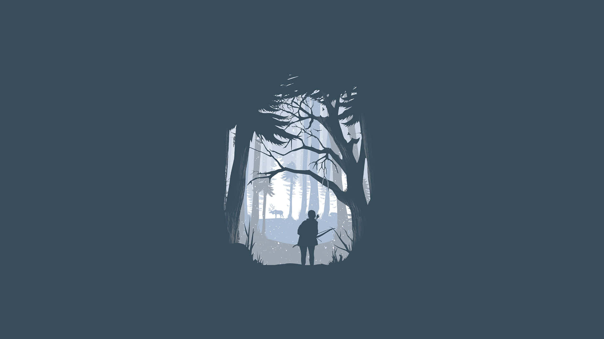 Uomominimalista In Silhouette Nella Foresta 4k Sfondo