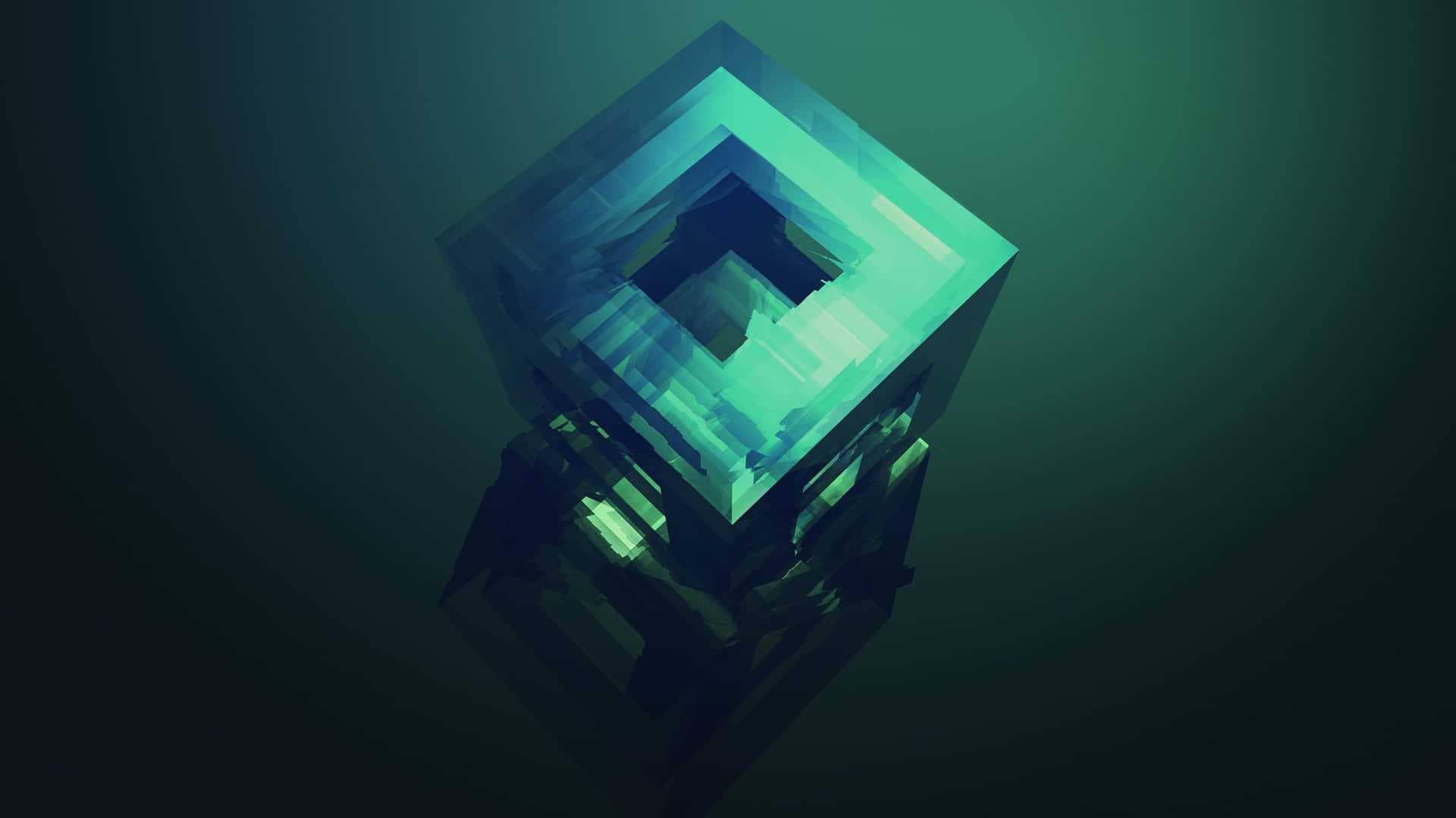 4k Minimal Green 3d Cube Wallpaper