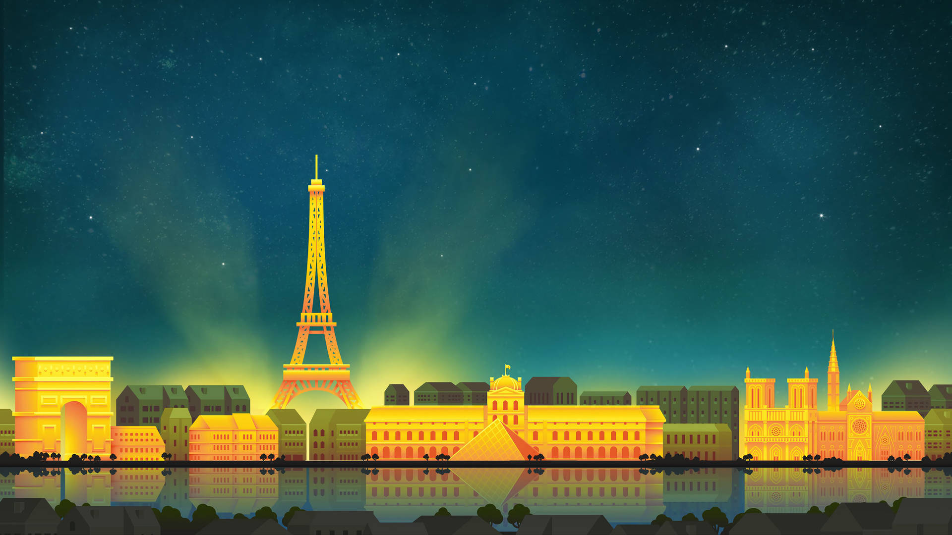 4k Minimalist Eiffel Tower Cityscape Wallpaper