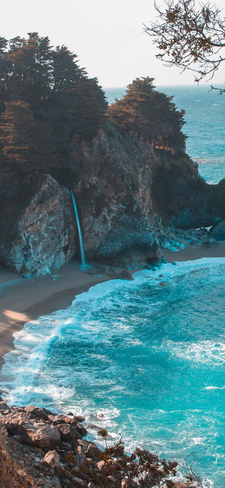 Fondode Pantalla Para Iphone Con La Naturaleza De La Playa De Arena Blanca En 4k. Fondo de pantalla
