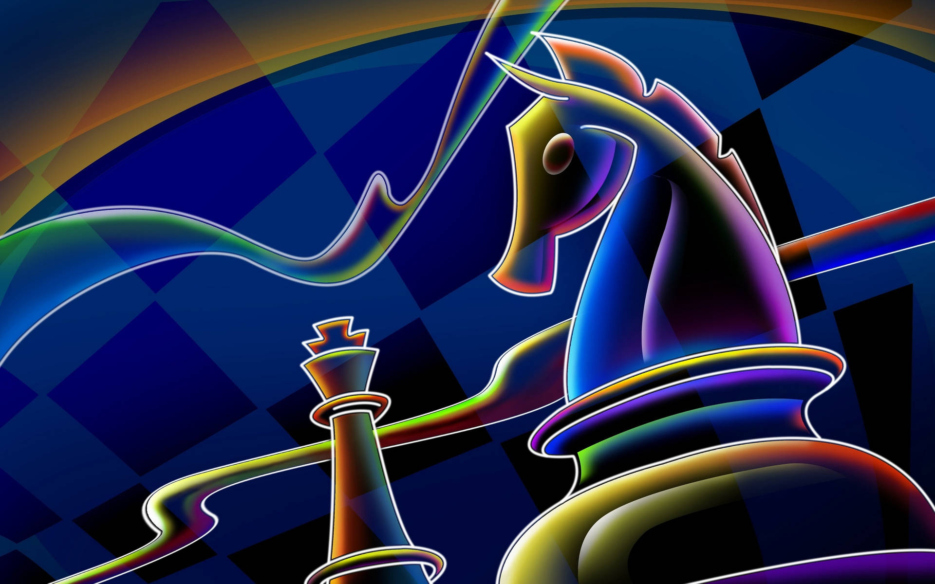 4k Neon Chess Wallpaper