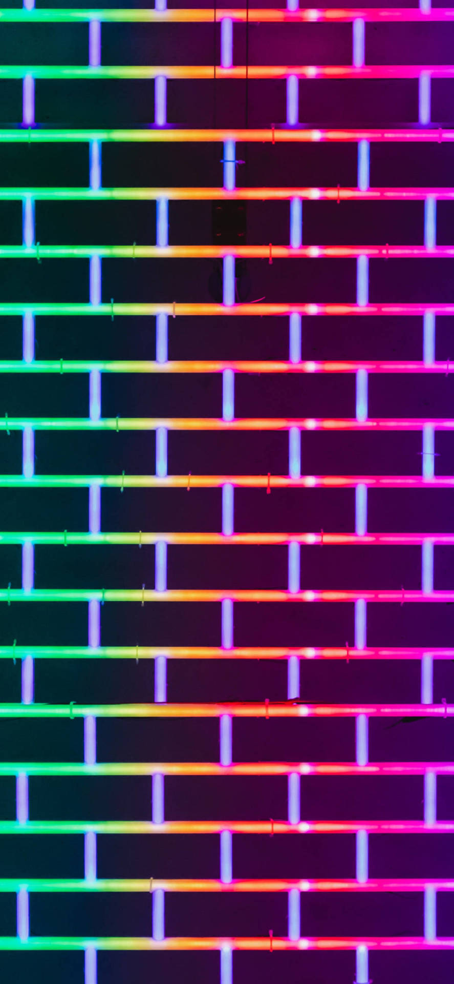 Papelde Parede Em Neon 4k Para Iphone, Inspirado Em Uma Parede De Tijolos. Papel de Parede