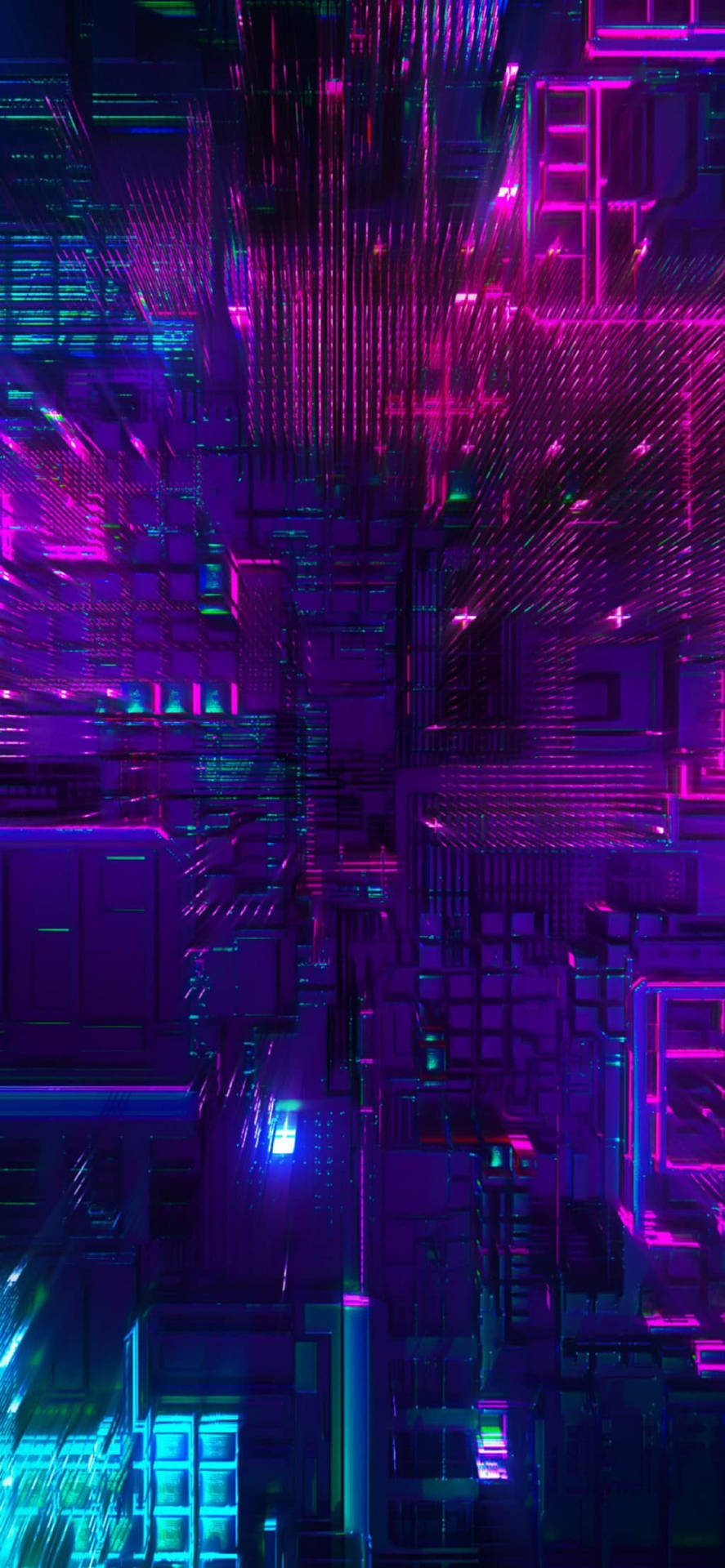 4K Neon iPhone Light Cubes Wallpaper