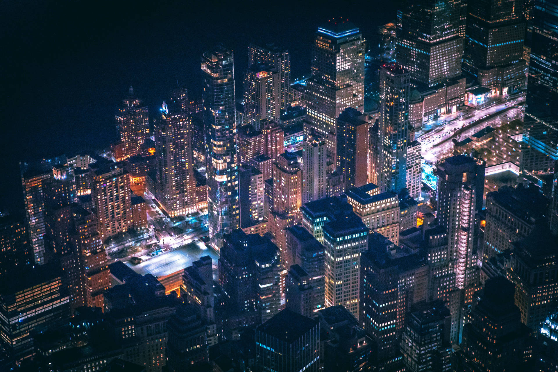 Nyt York City skyline om natten Wallpaper