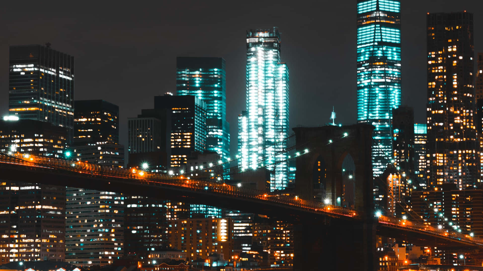 4knew York City Nachtaufnahme Brooklyn Bridge Wallpaper