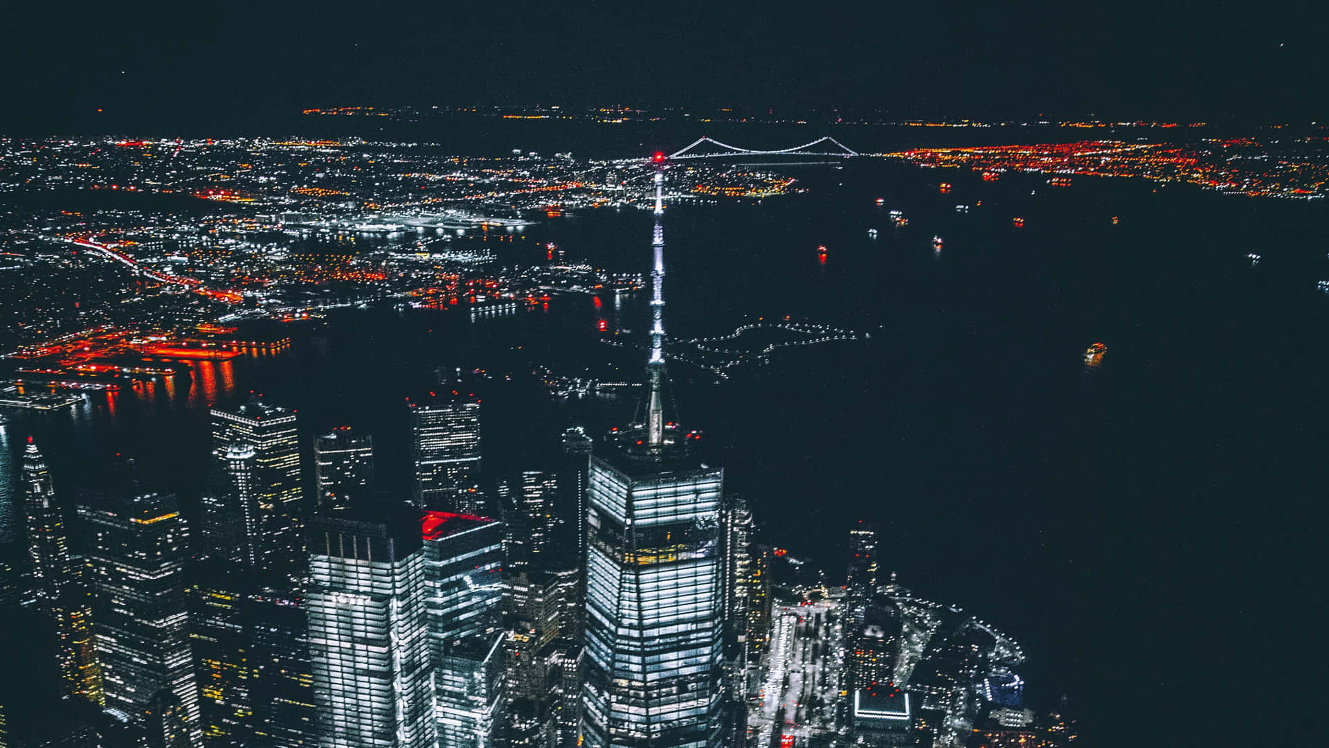 4ksfondo Notturno Di New York City Con L'empire State Building. Sfondo