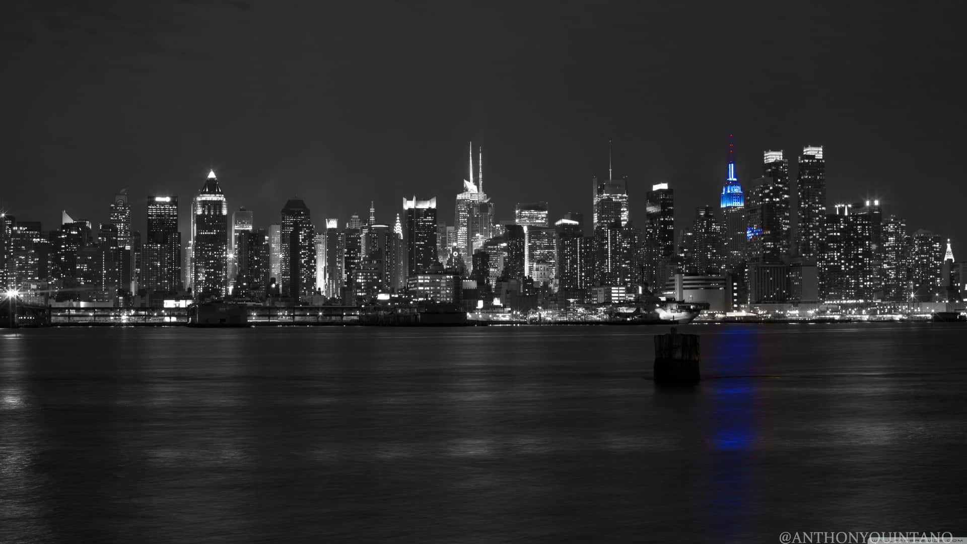 The Glorious New York City Skyline at Night Wallpaper