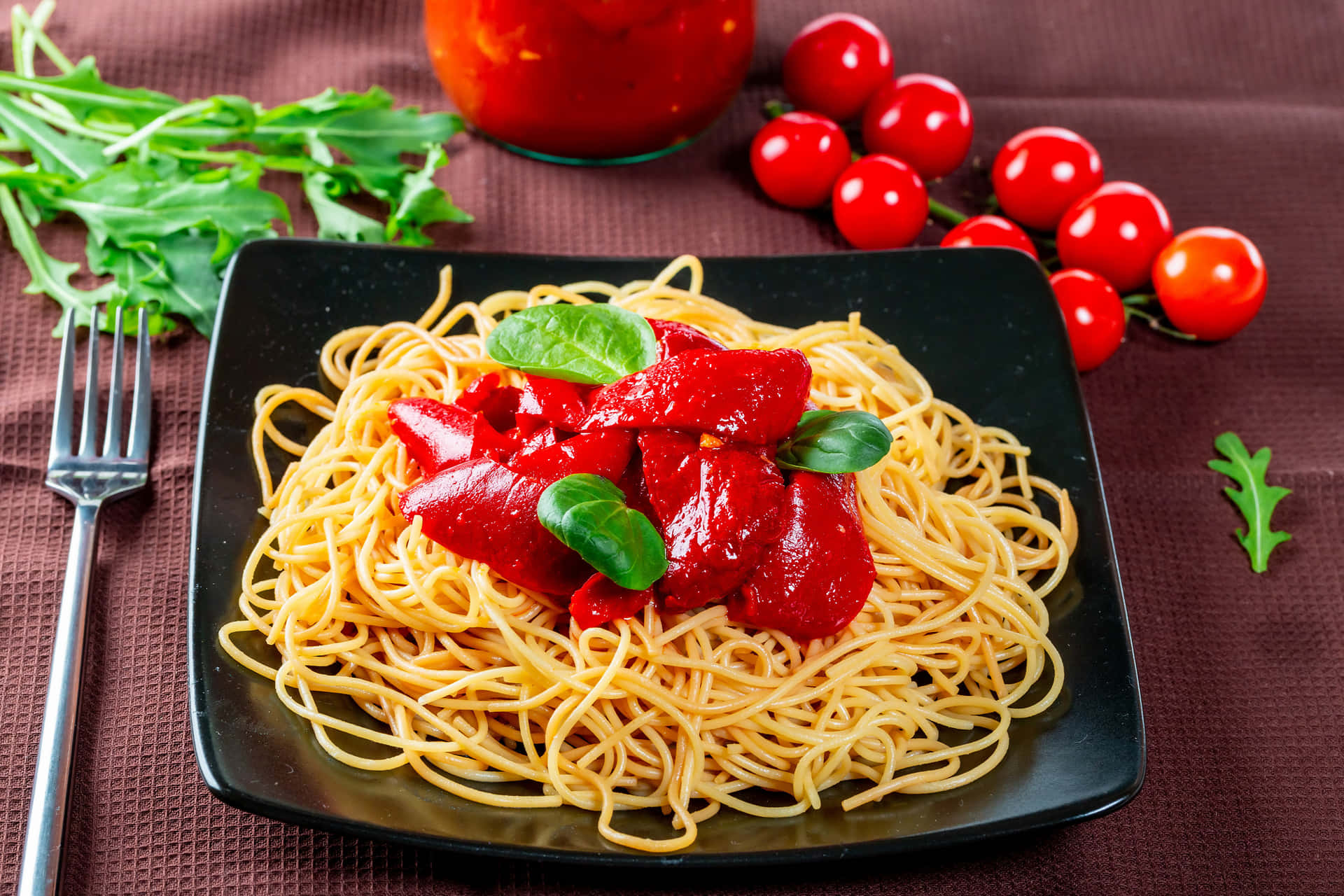 Entallrik Spaghetti Med Tomater Och Persilja