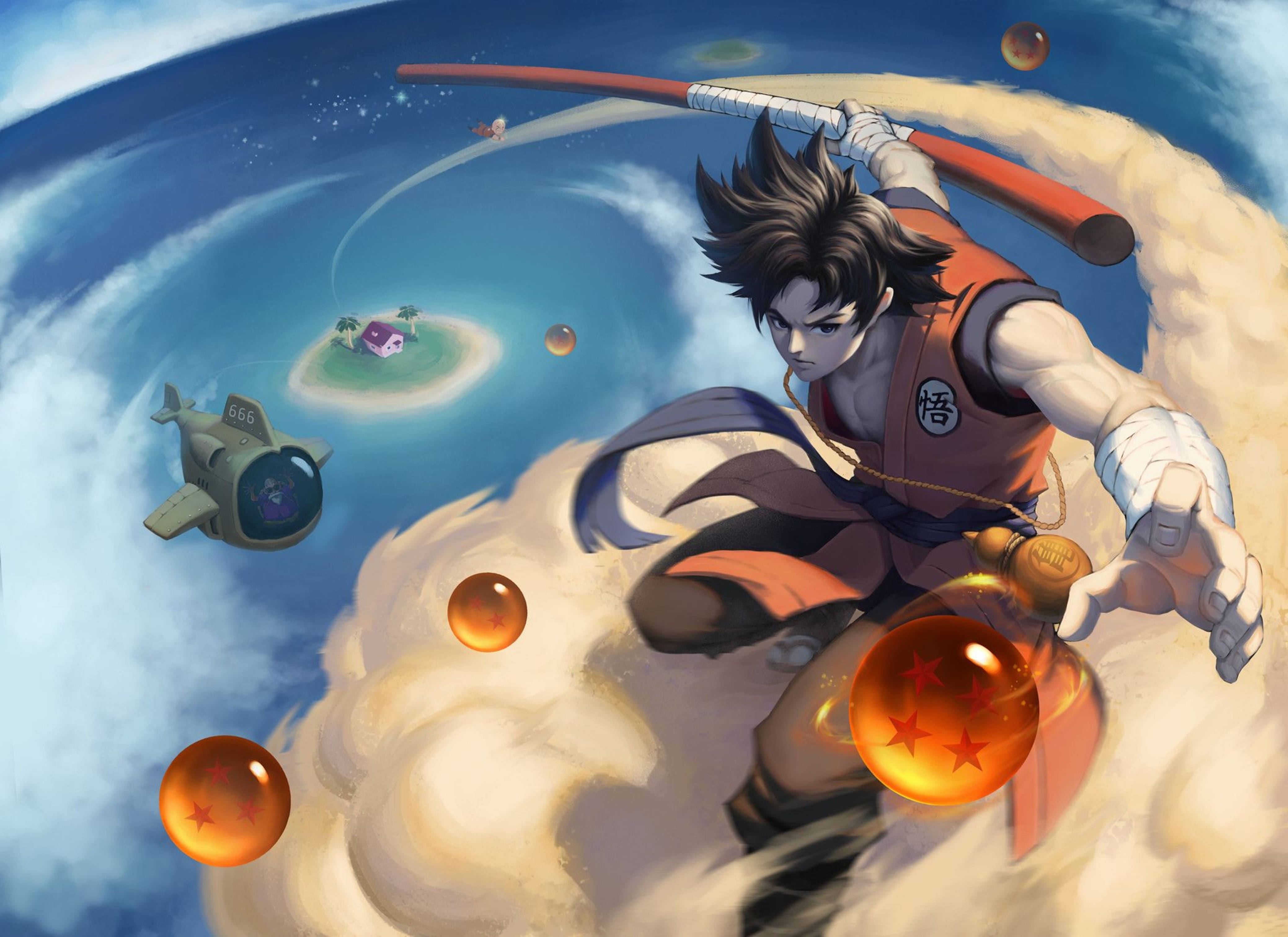 4k Pfp Dragonball Goku With Kintoun Cloud Wallpaper